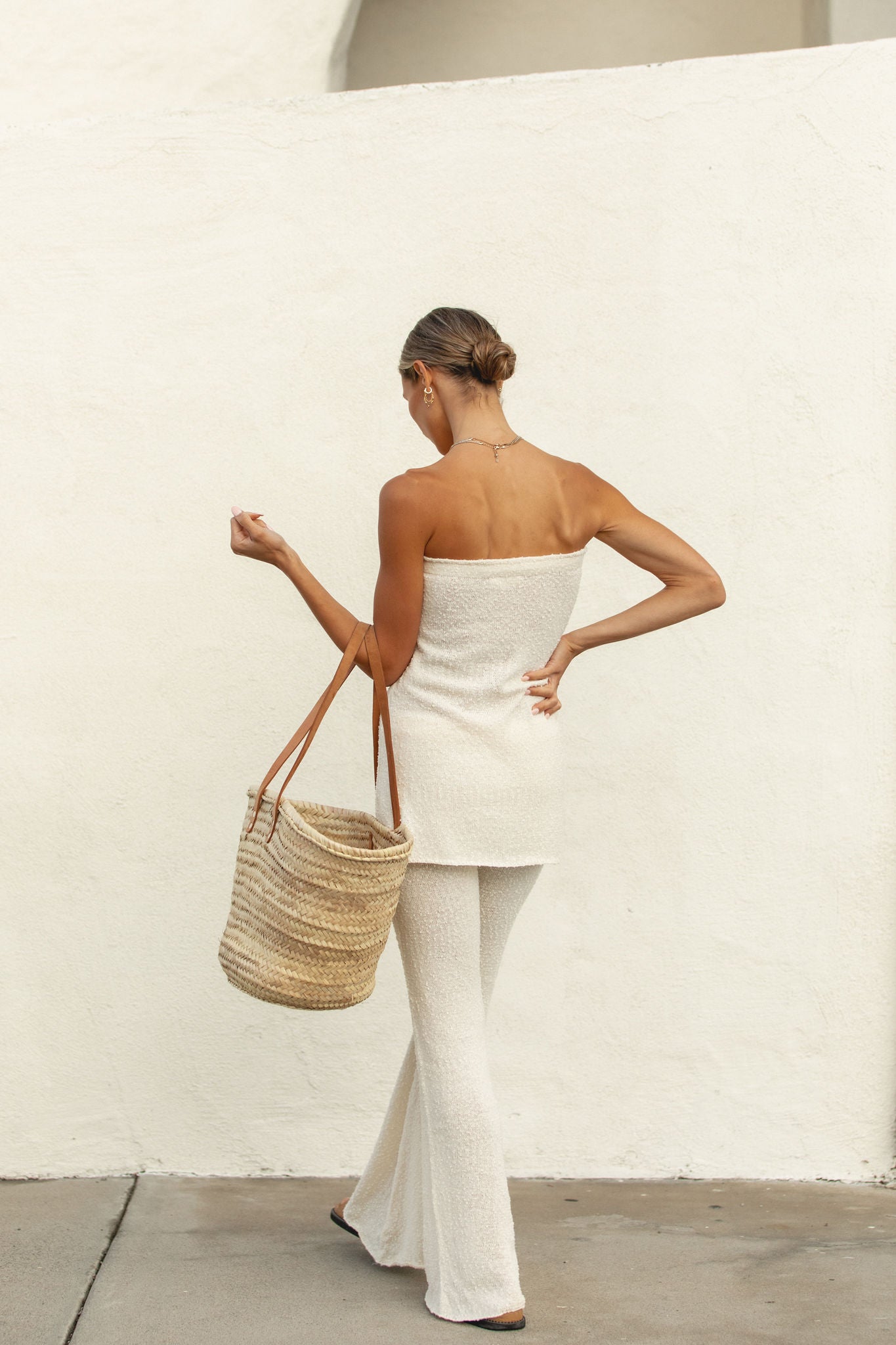 White Sand Strapless Knit Set