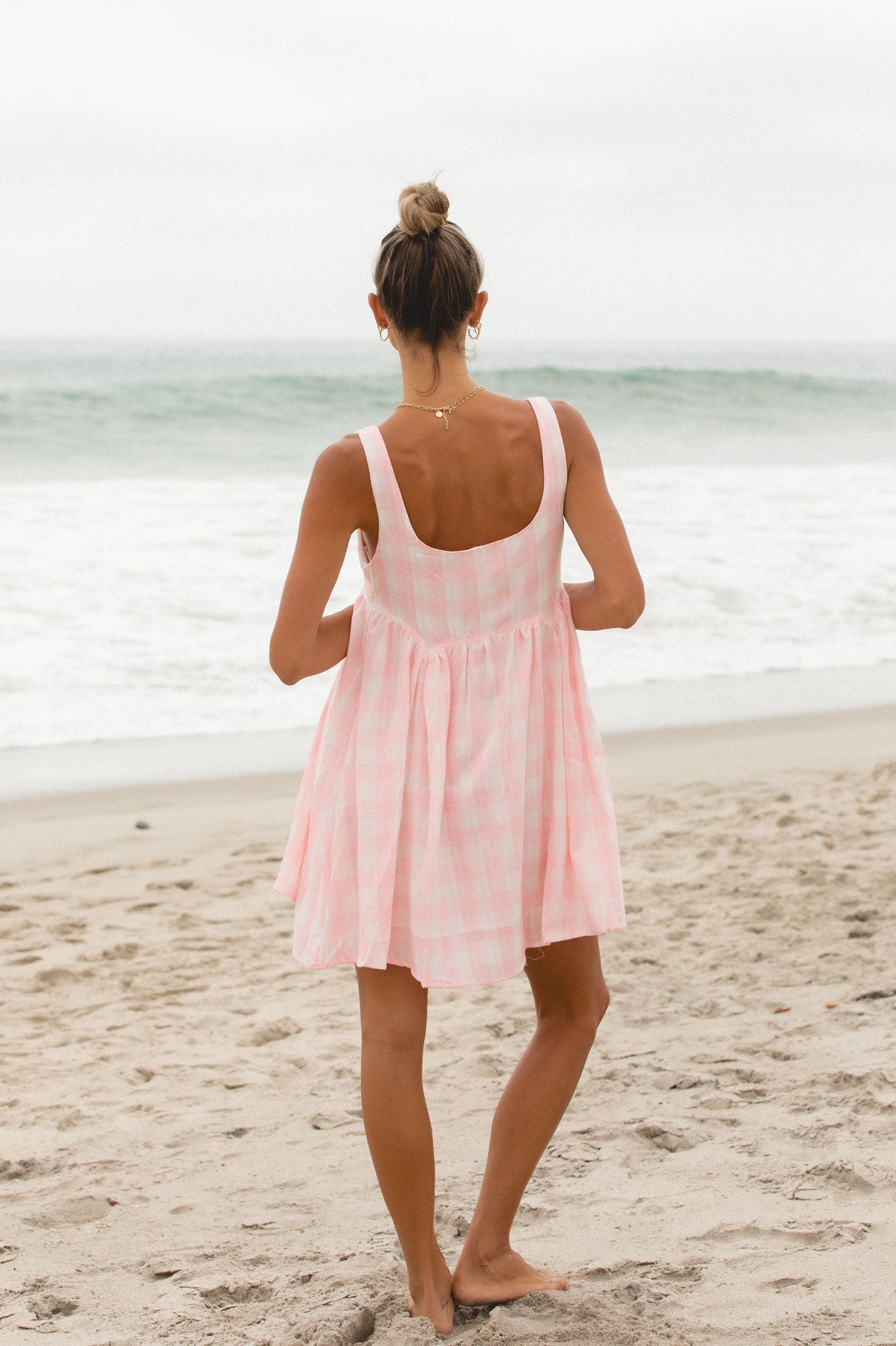 Monaco Gingham Cotton Mini Dress