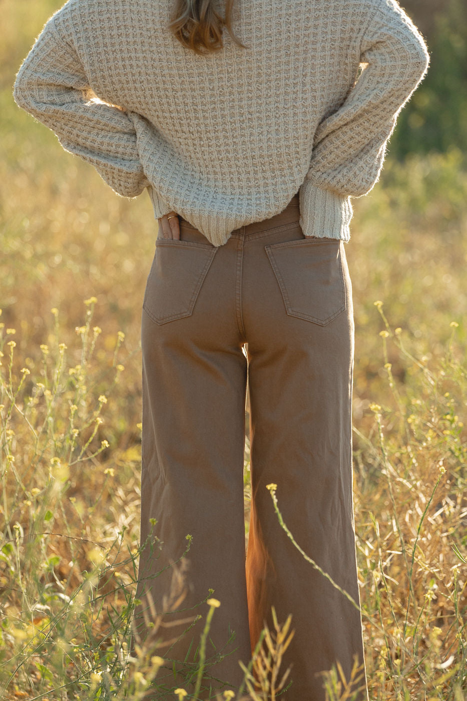 Cocoa Denim High Rise Wide Leg Pants