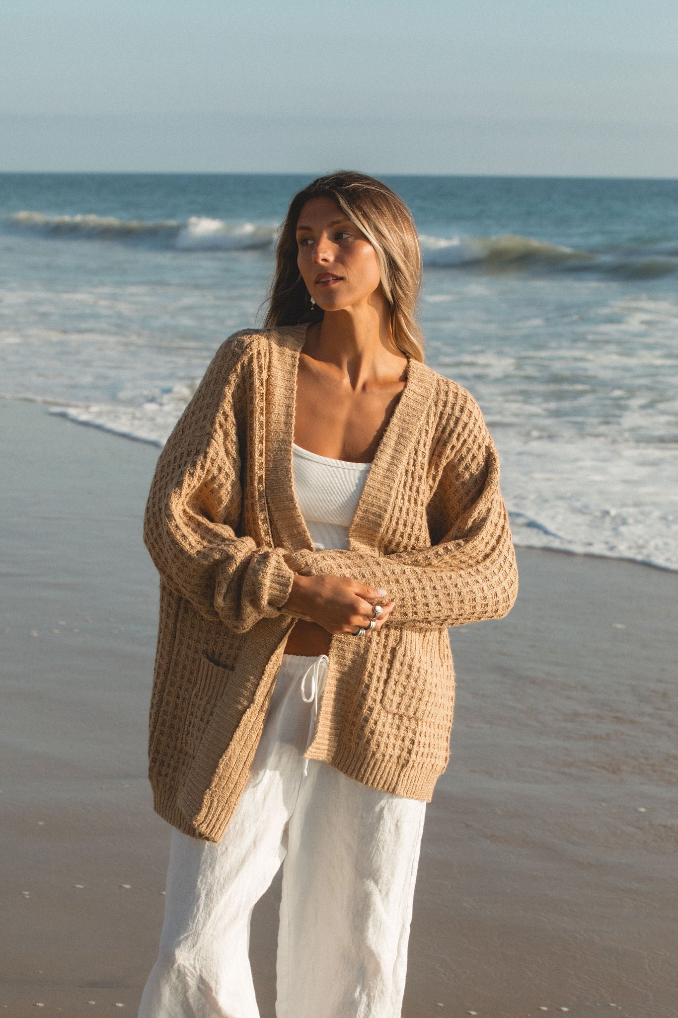 Winter Sun Waffle Knit Cardigan