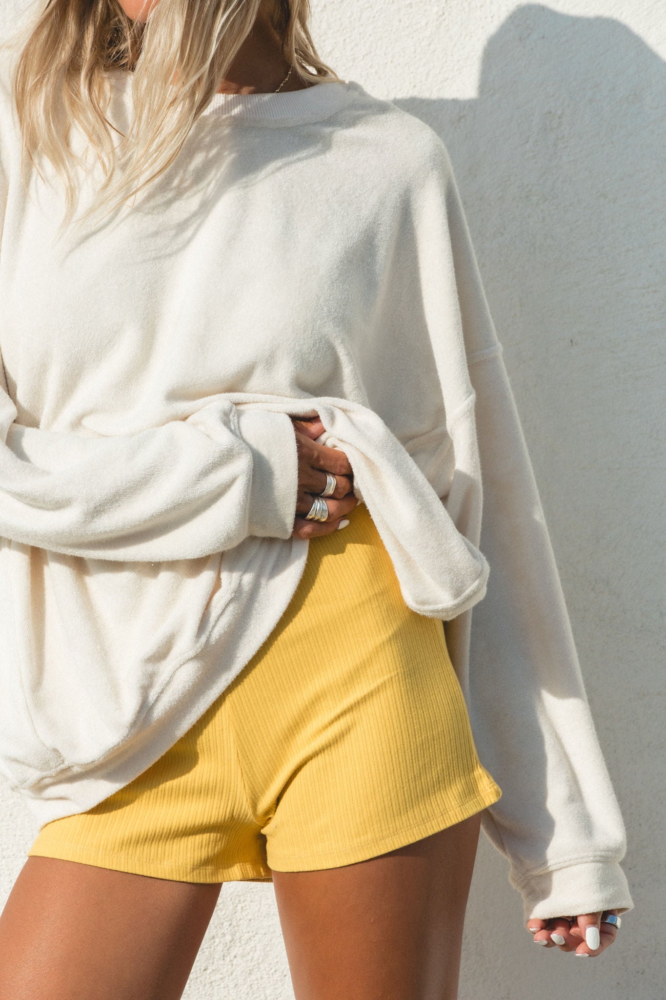 Post Dip Fitted Ribbed Shorts