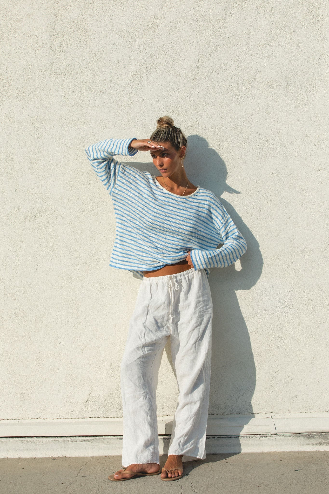 Morning Sea Striped Pullover Sweater