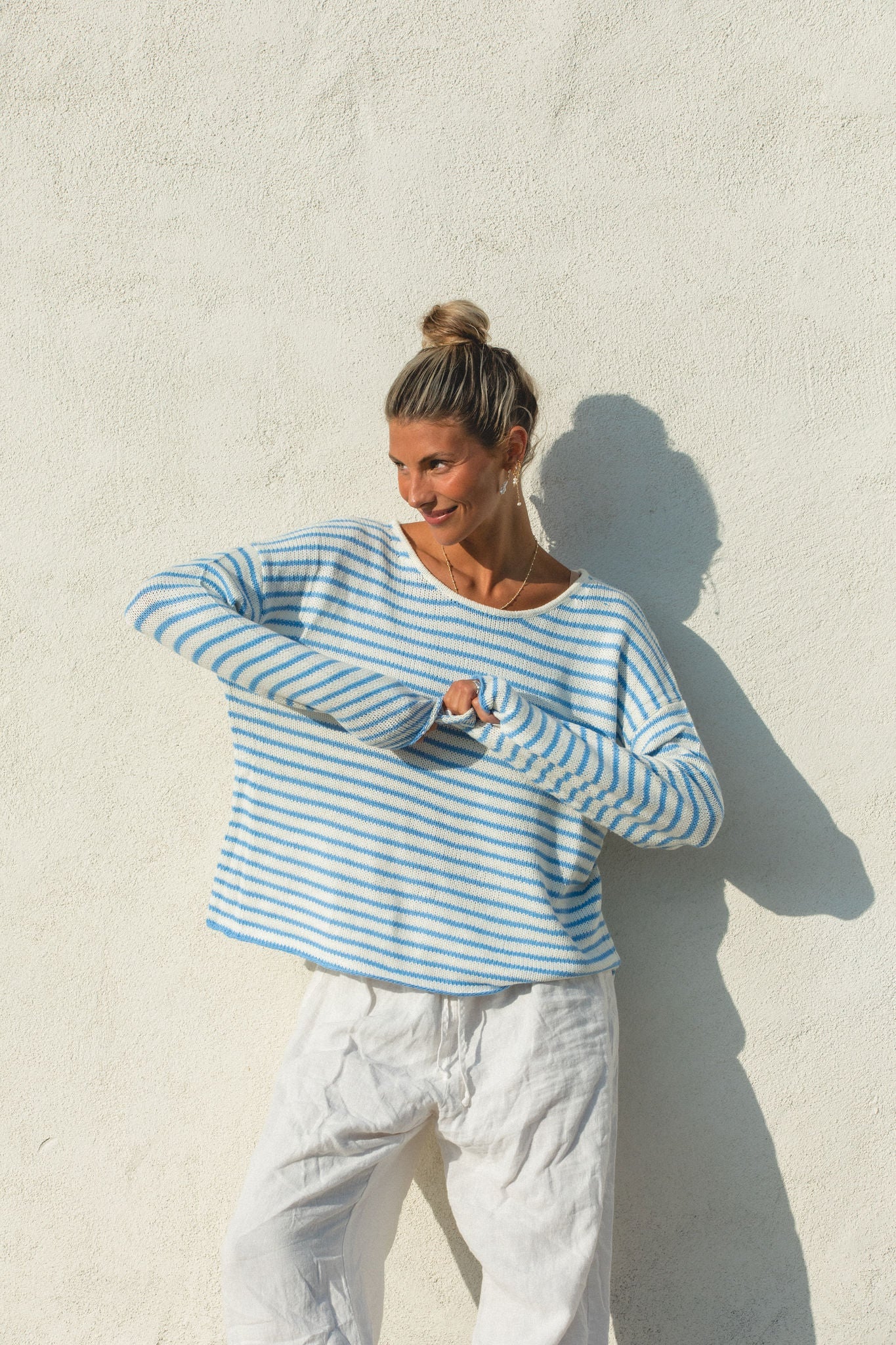 Morning Sea Striped Pullover Sweater
