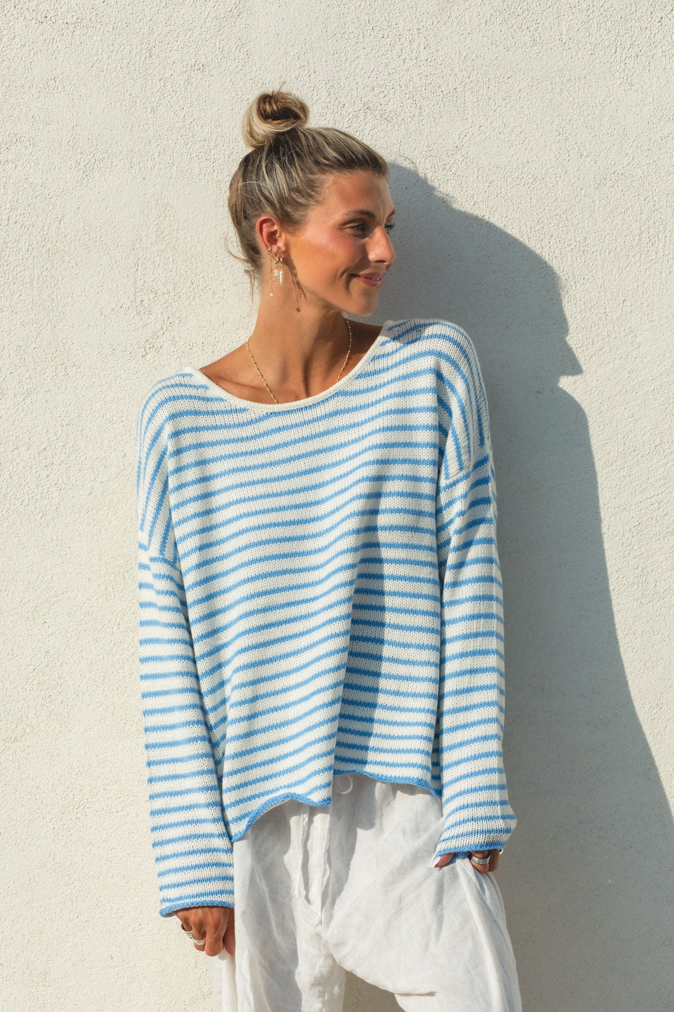 Morning Sea Striped Pullover Sweater