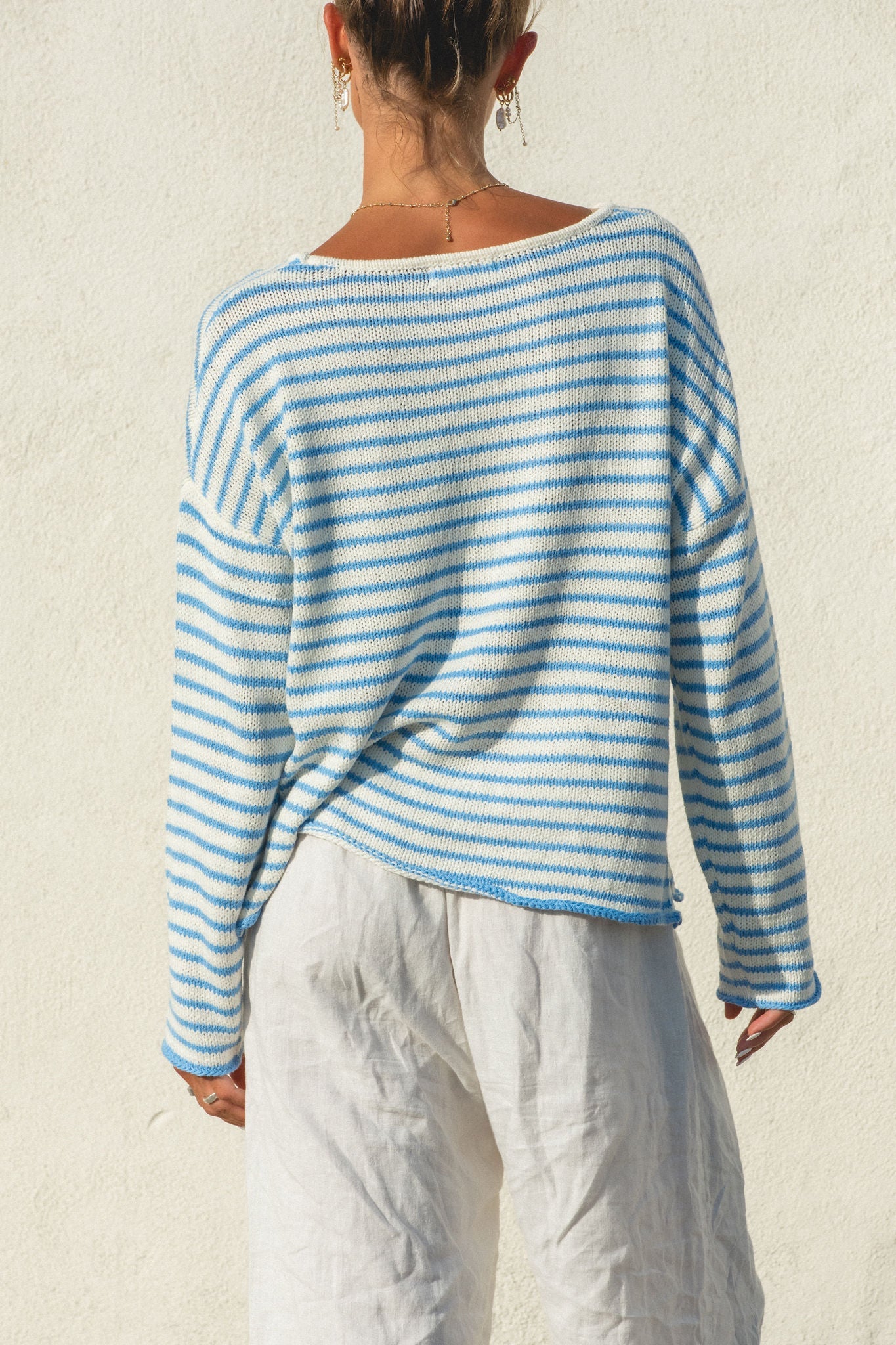 Morning Sea Striped Pullover Sweater