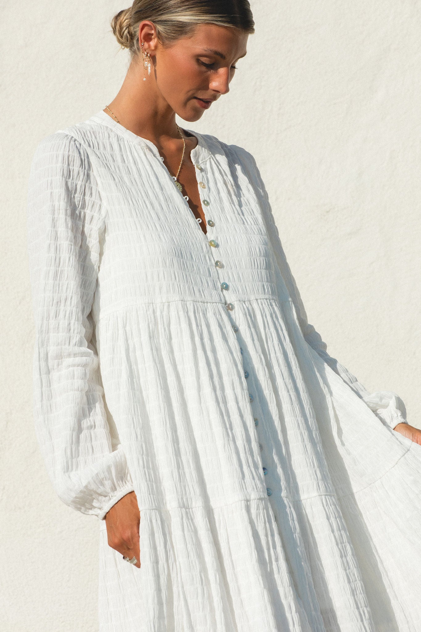 Shores Button Maxi Dress
