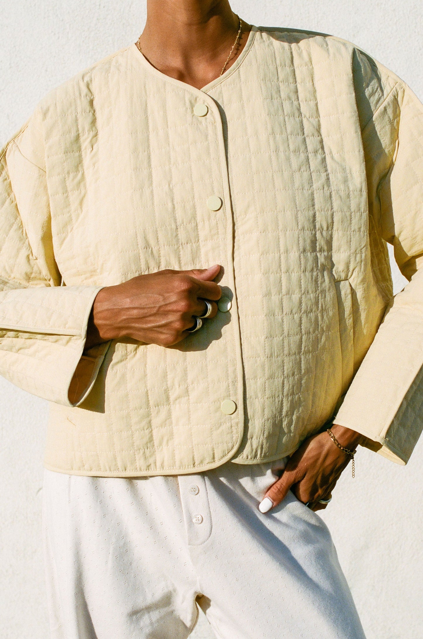 Evening Sun Quilted Button Jacket