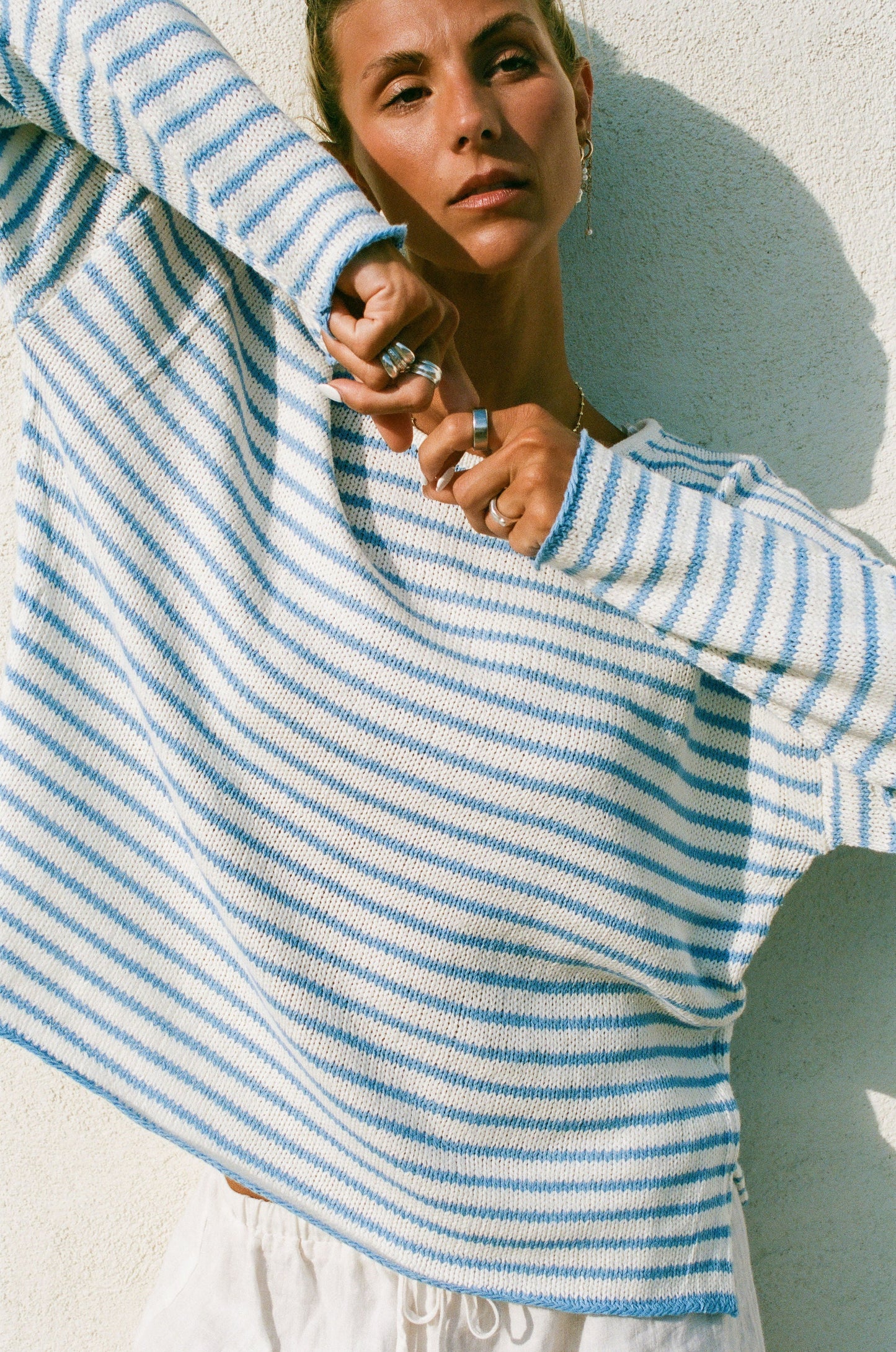 Morning Sea Striped Pullover Sweater