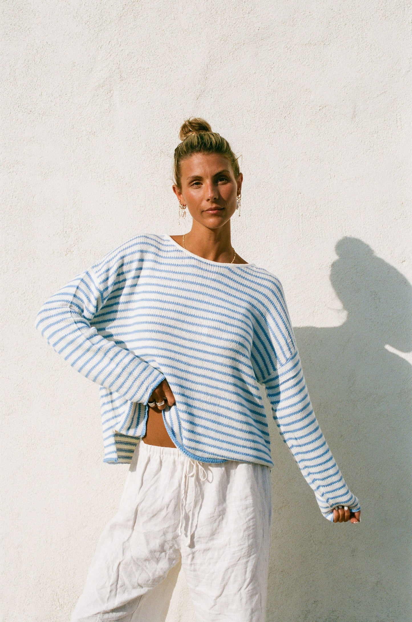 Morning Sea Striped Pullover Sweater