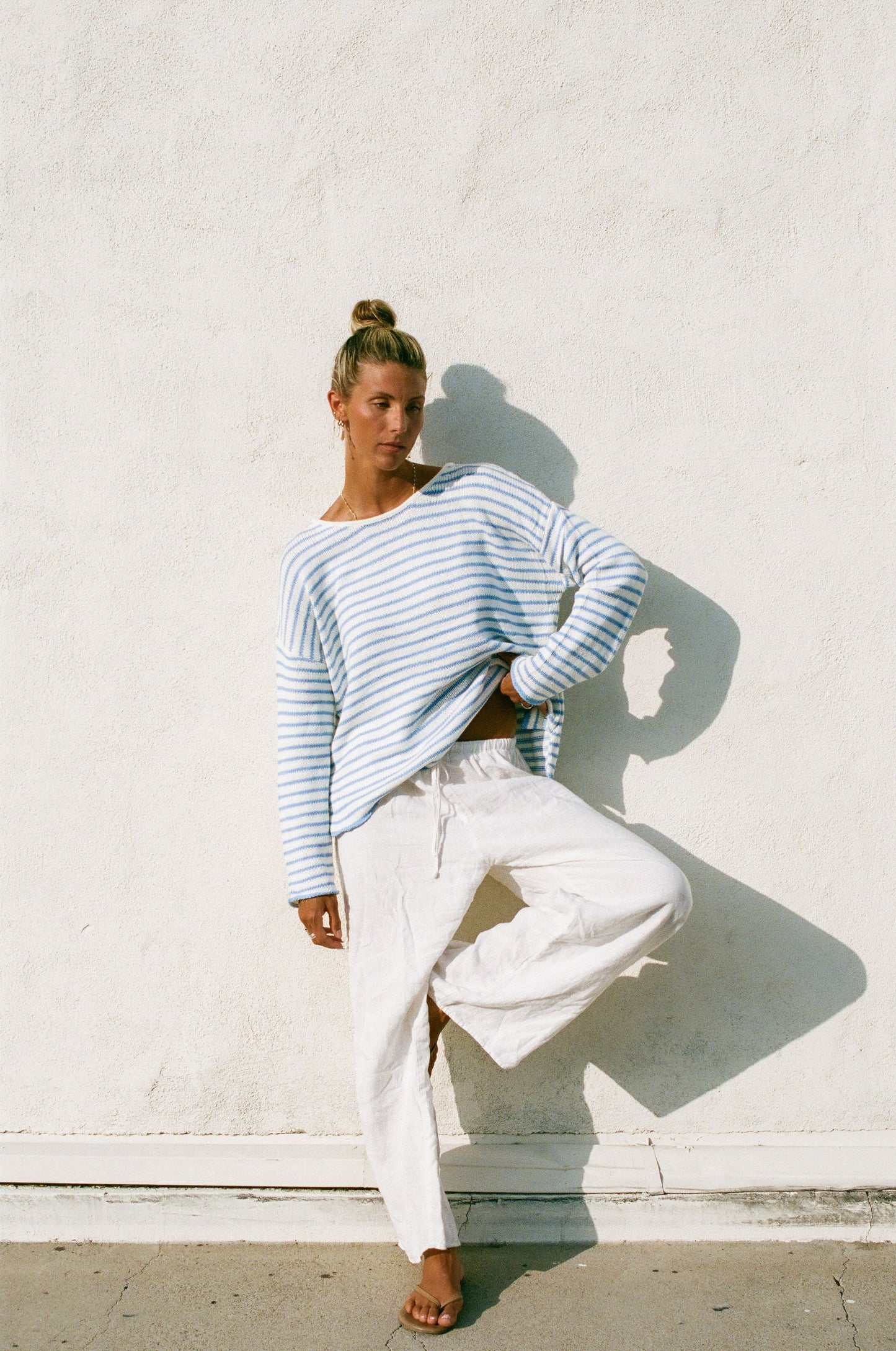 Morning Sea Striped Pullover Sweater