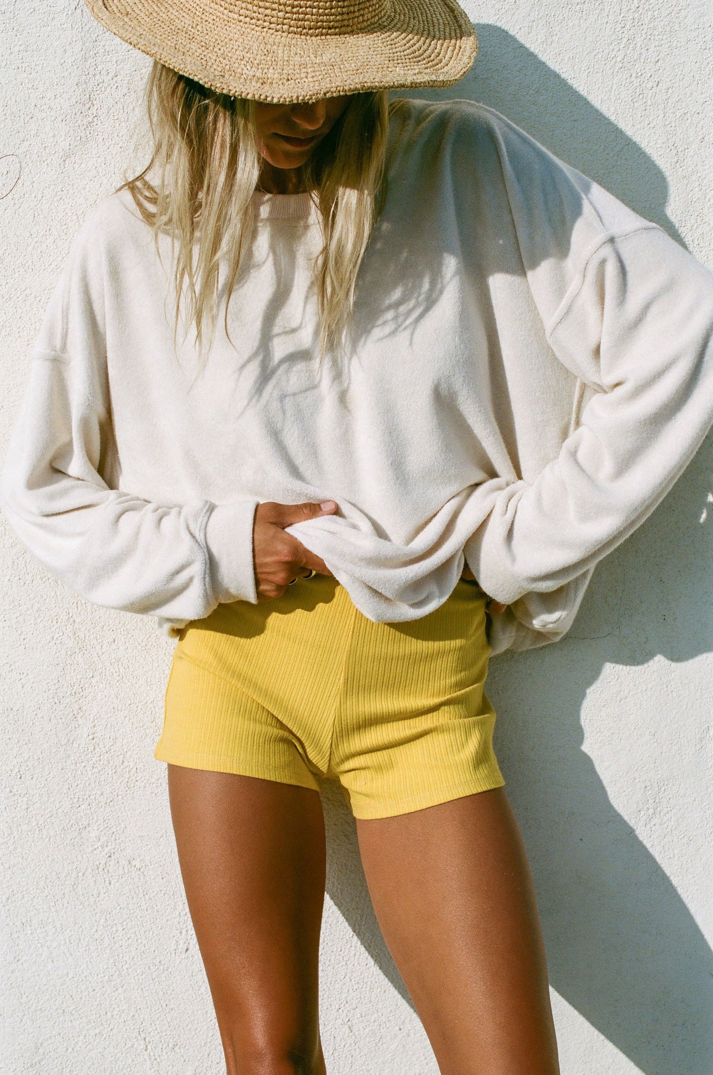 Post Dip Fitted Ribbed Shorts