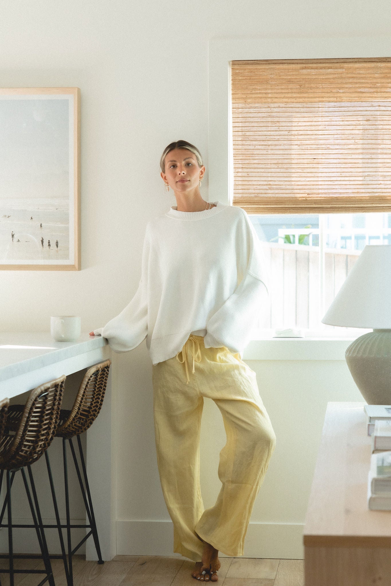 Capri Linen Drawstring Pants