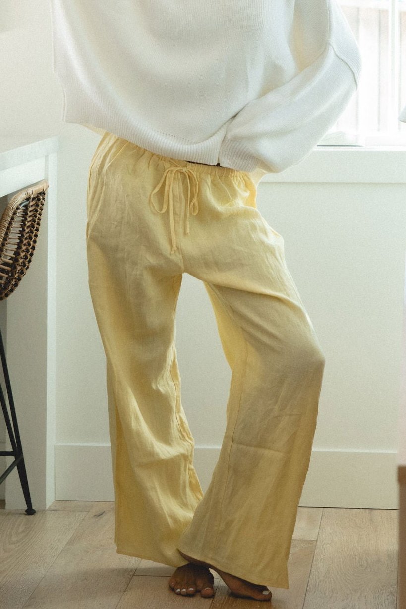 Capri Linen Drawstring Pants