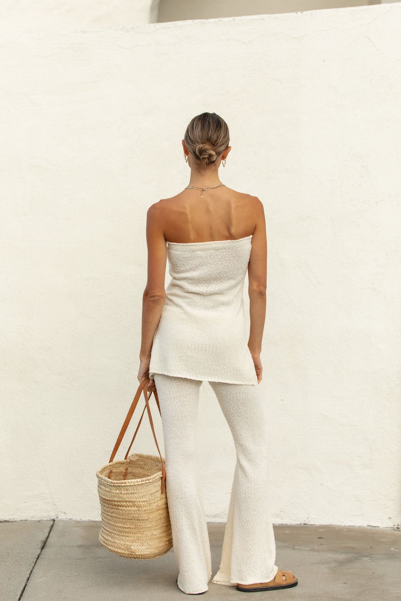 White Sand Strapless Knit Set