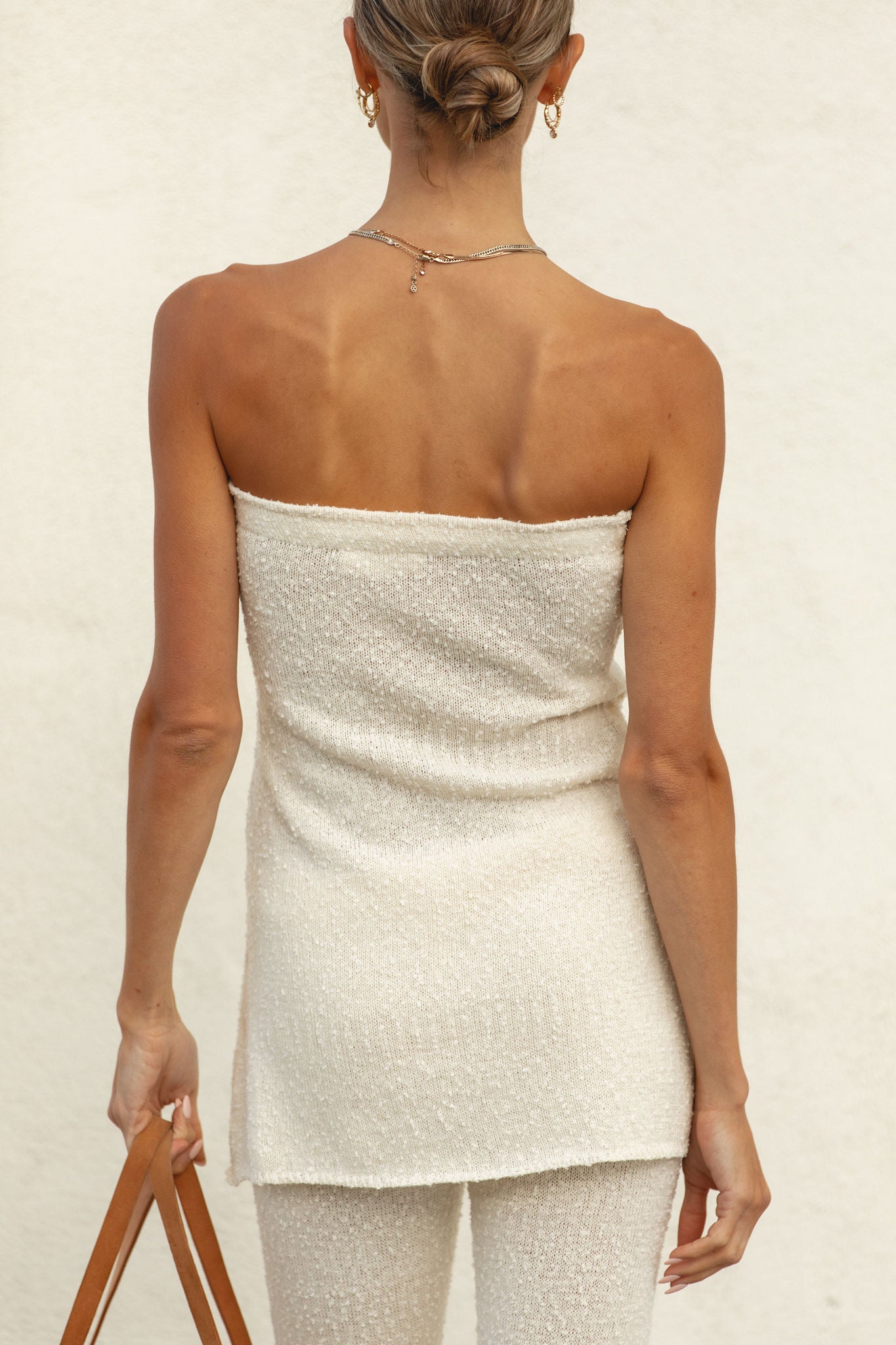 White Sand Strapless Knit Set