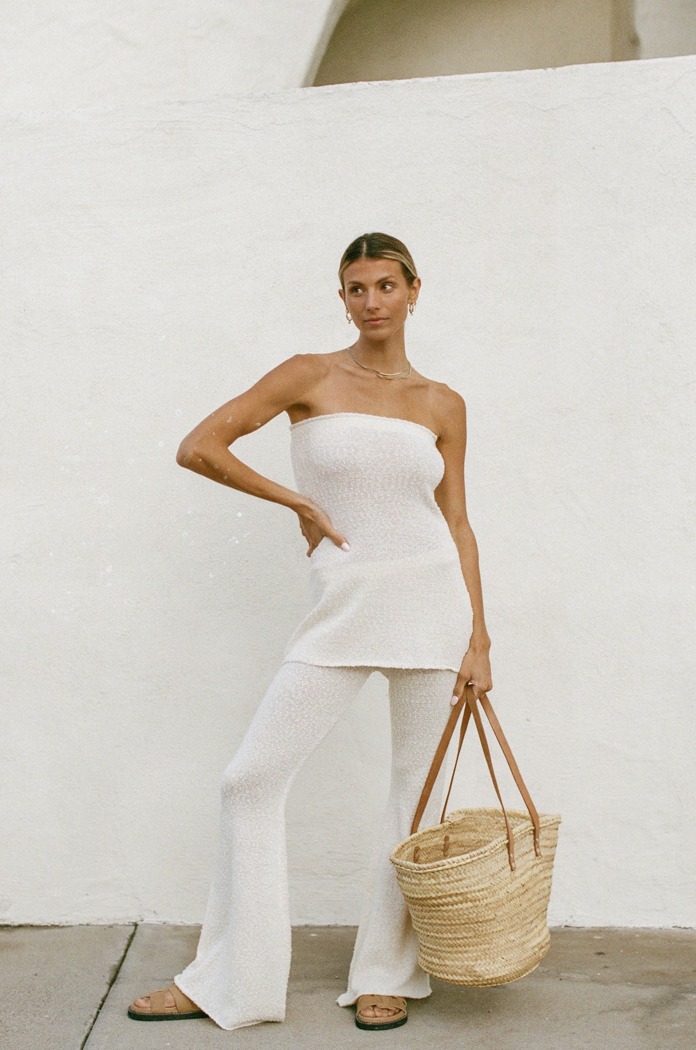 White Sand Strapless Knit Set