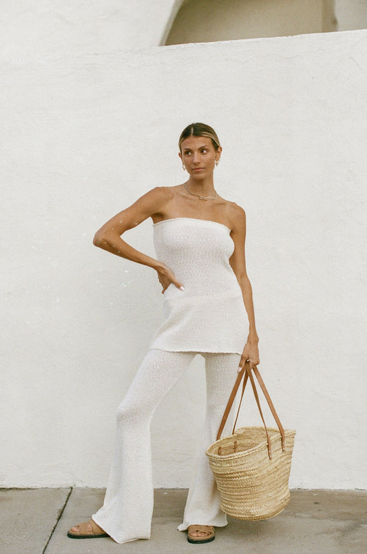 White Sand Strapless Knit Set