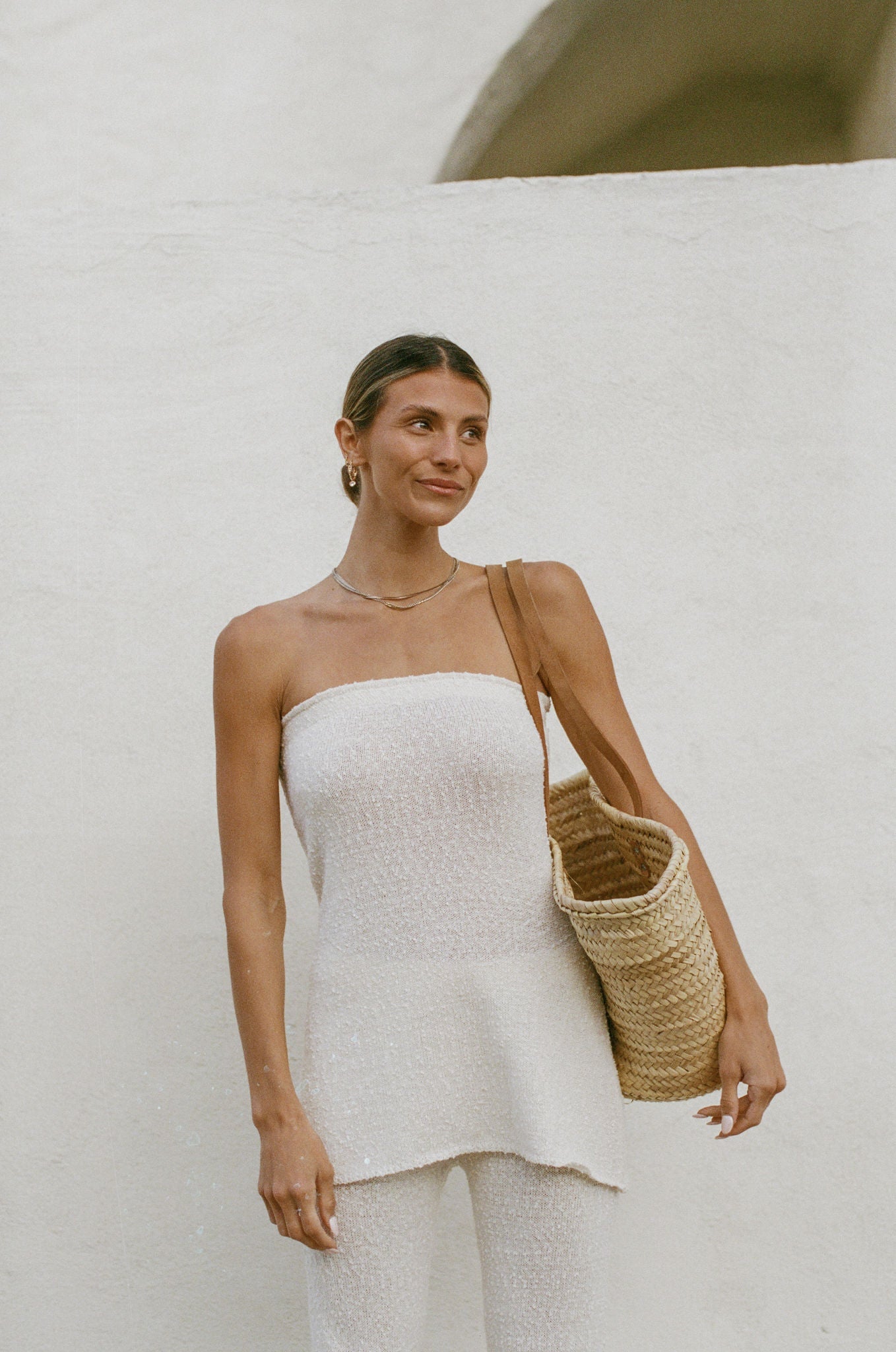 White Sand Strapless Knit Set