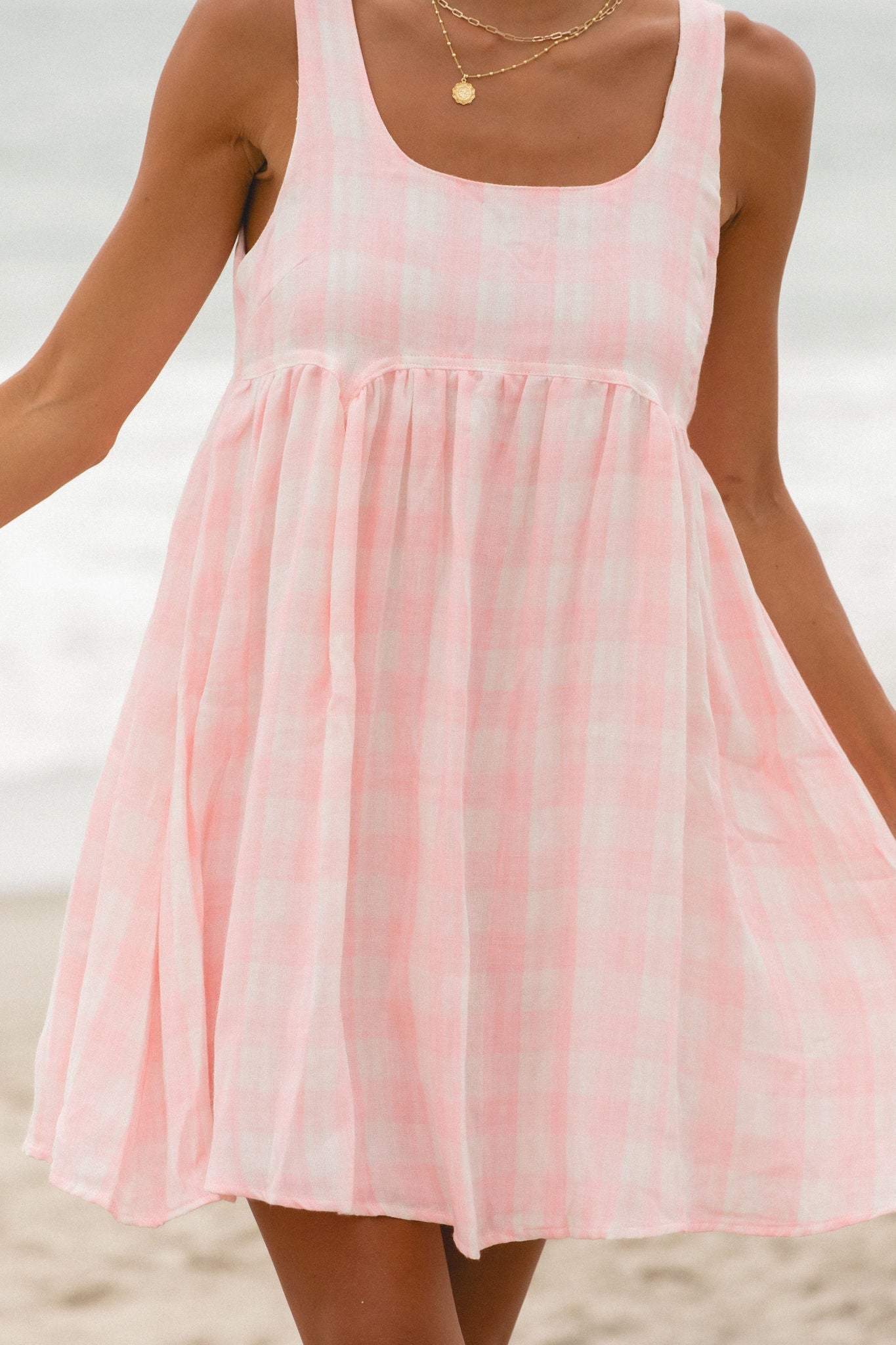 Monaco Gingham Cotton Mini Dress