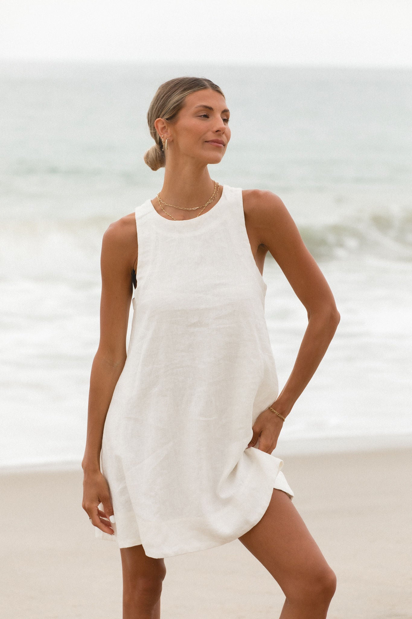 Toulouse Linen Mini Baby Doll Dress