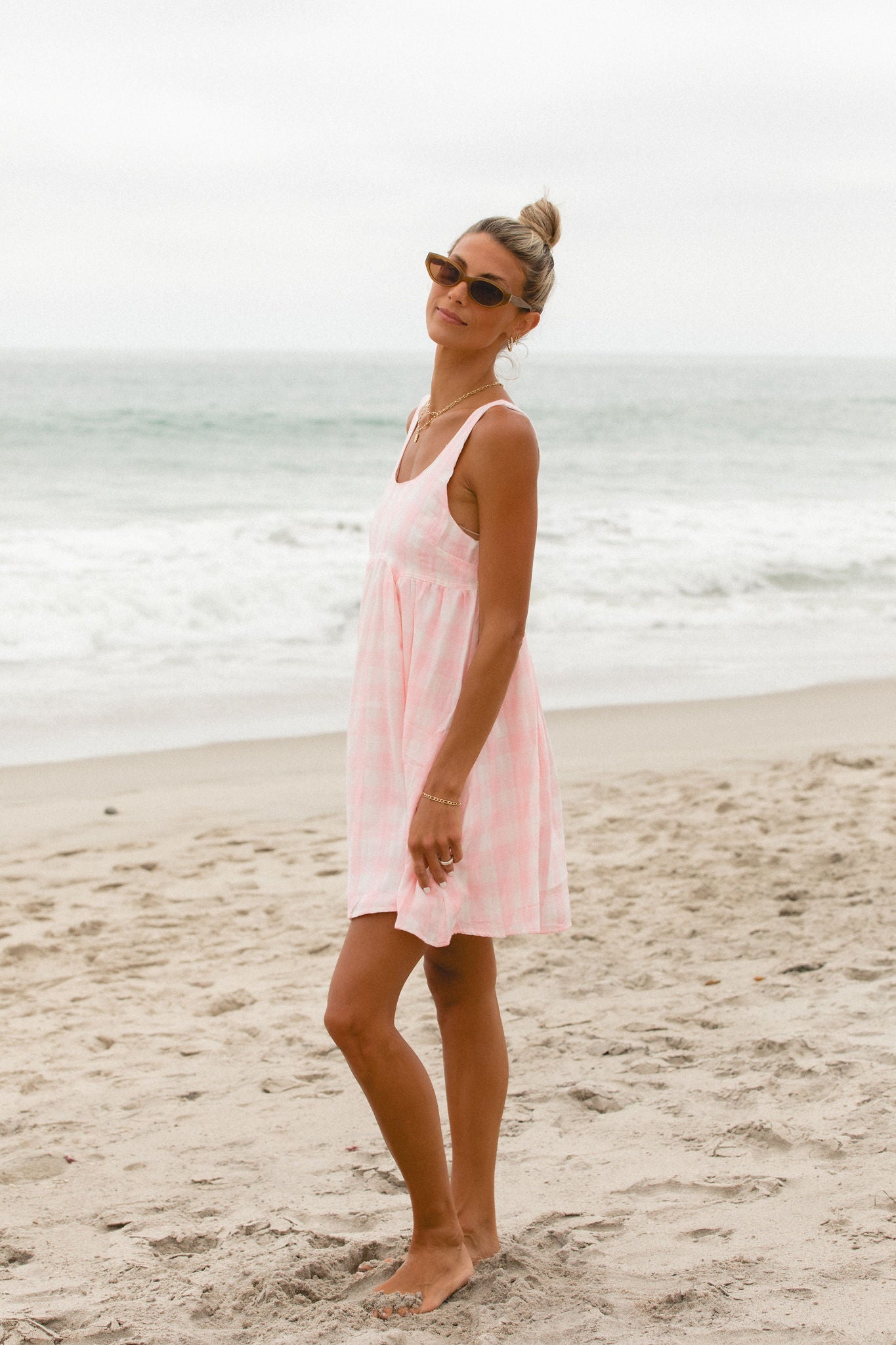 Monaco Gingham Cotton Mini Dress