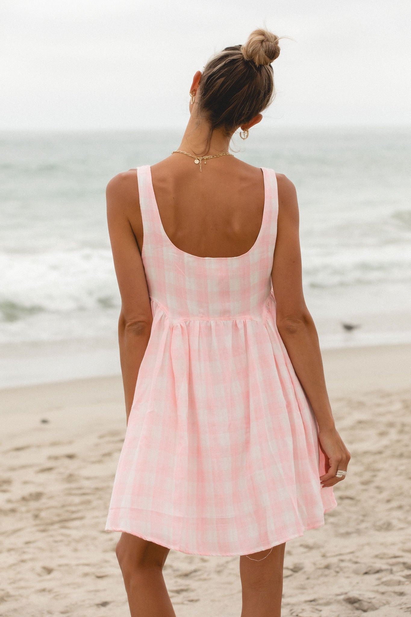 Monaco Gingham Cotton Mini Dress