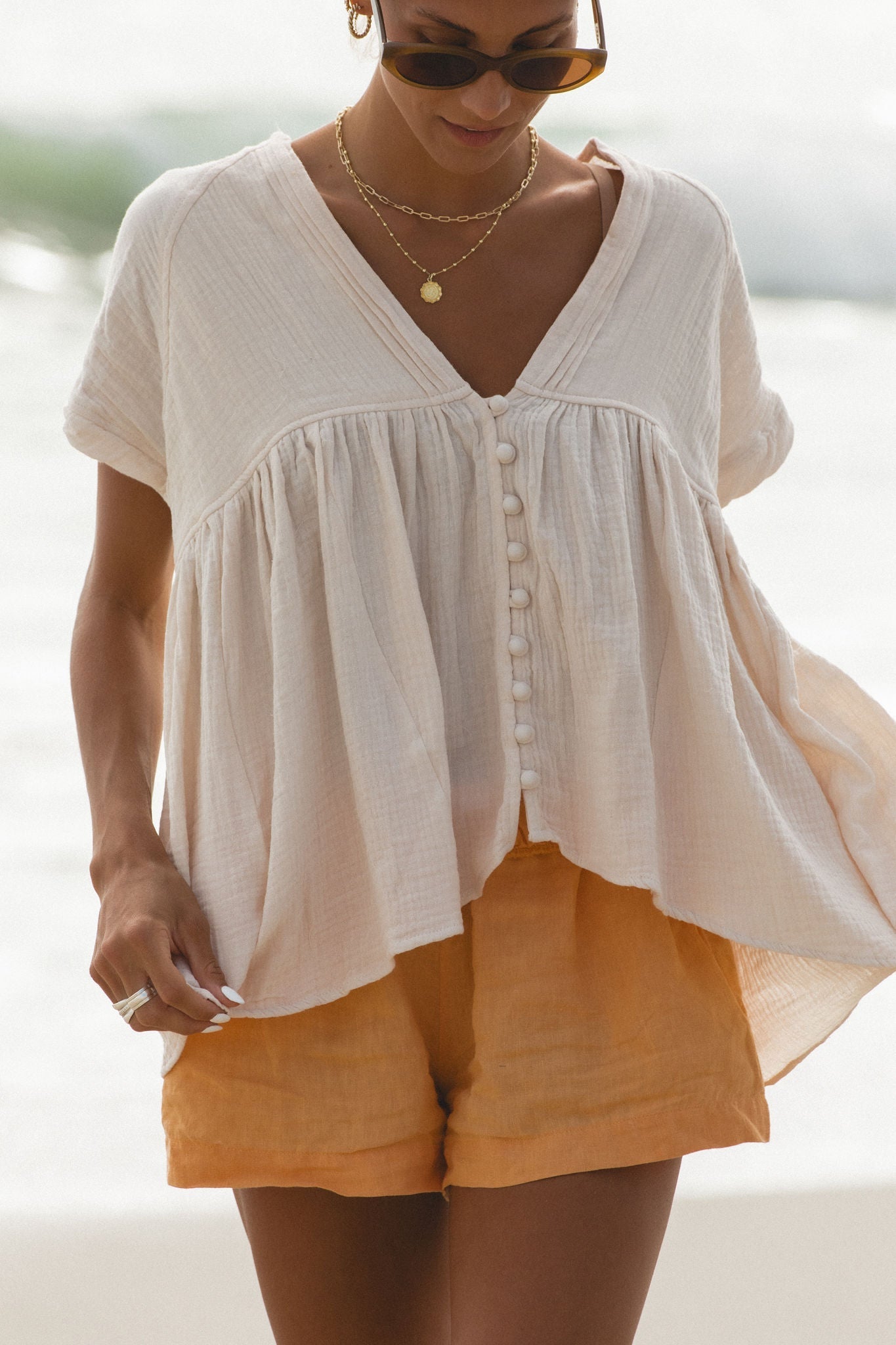 Beachy Head Cotton Gauze Top