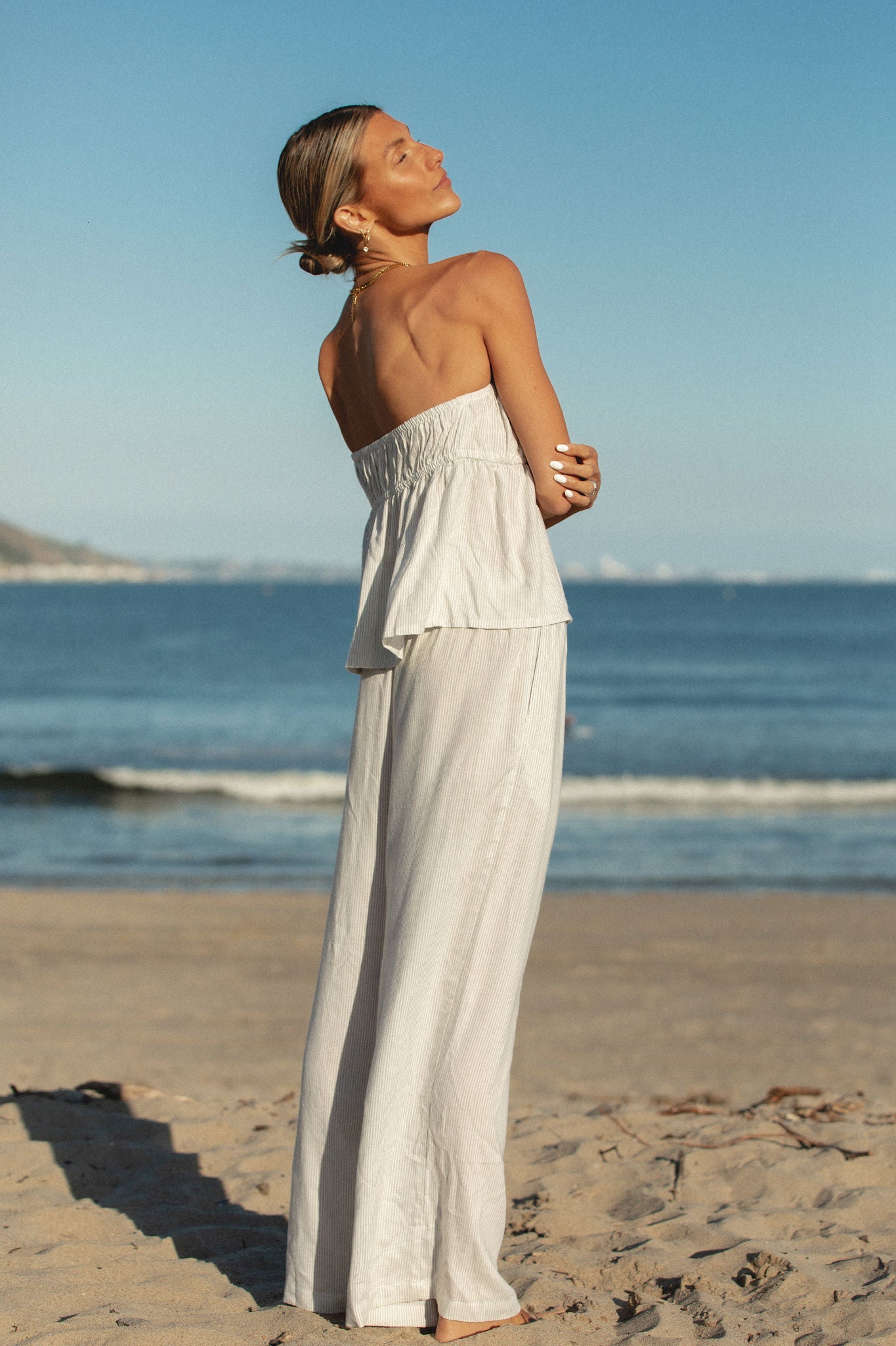 To the Beach Striped Woven Strapless Set