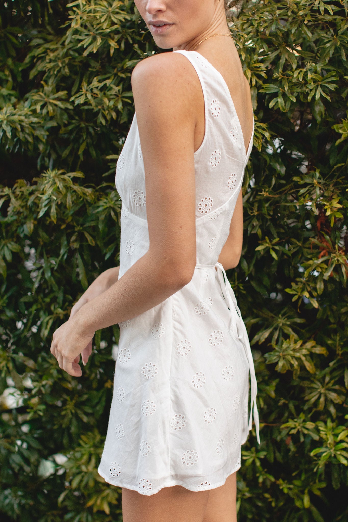 Ciao Amore Woven Eyelet Mini Dress