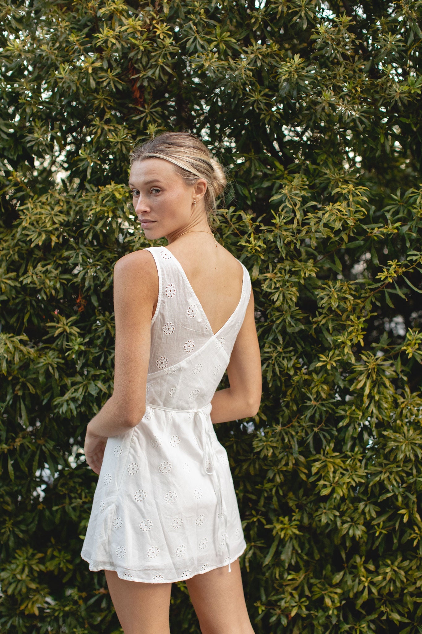 Ciao Amore Woven Eyelet Mini Dress