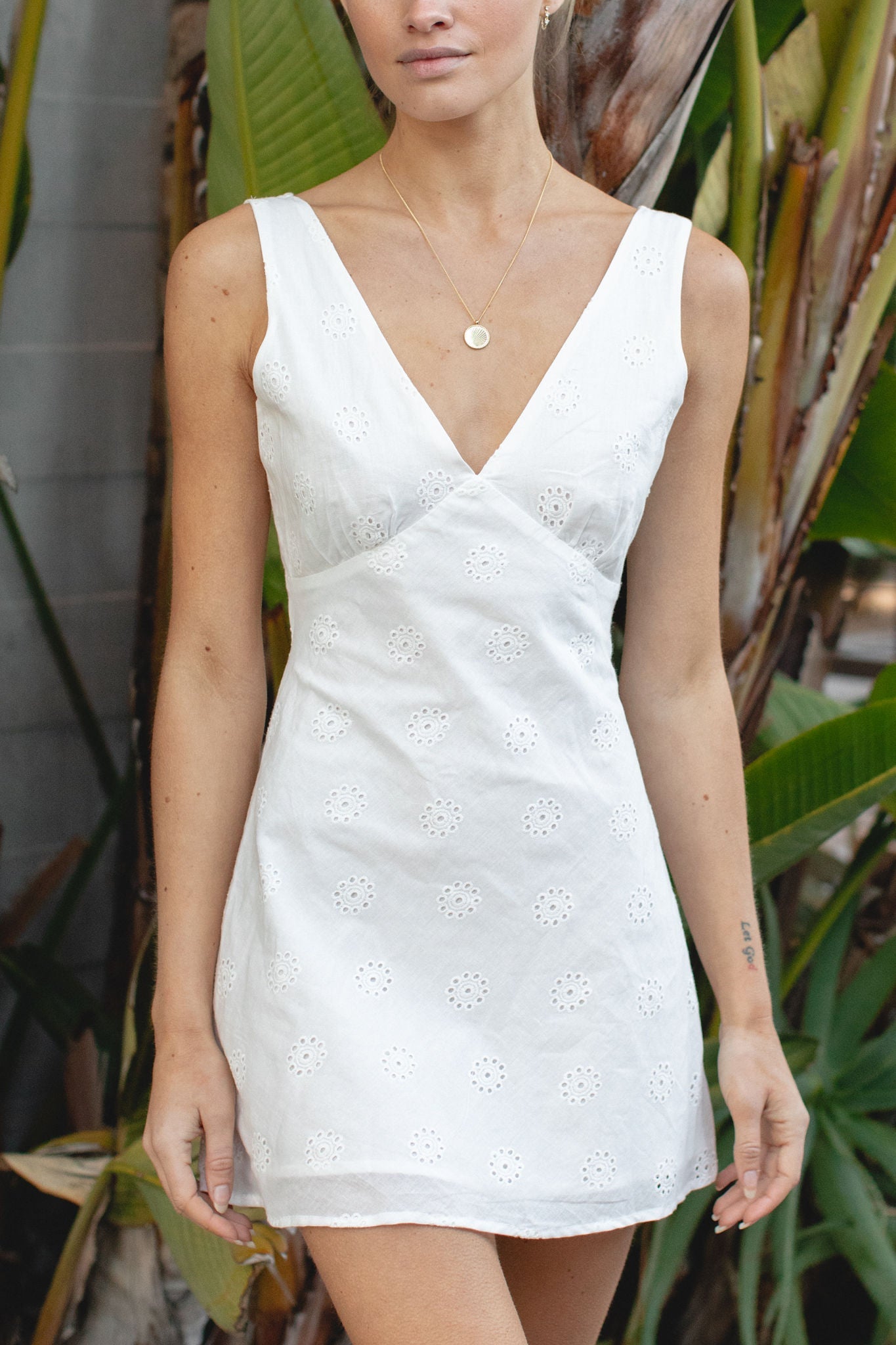 Ciao Amore Woven Eyelet Mini Dress