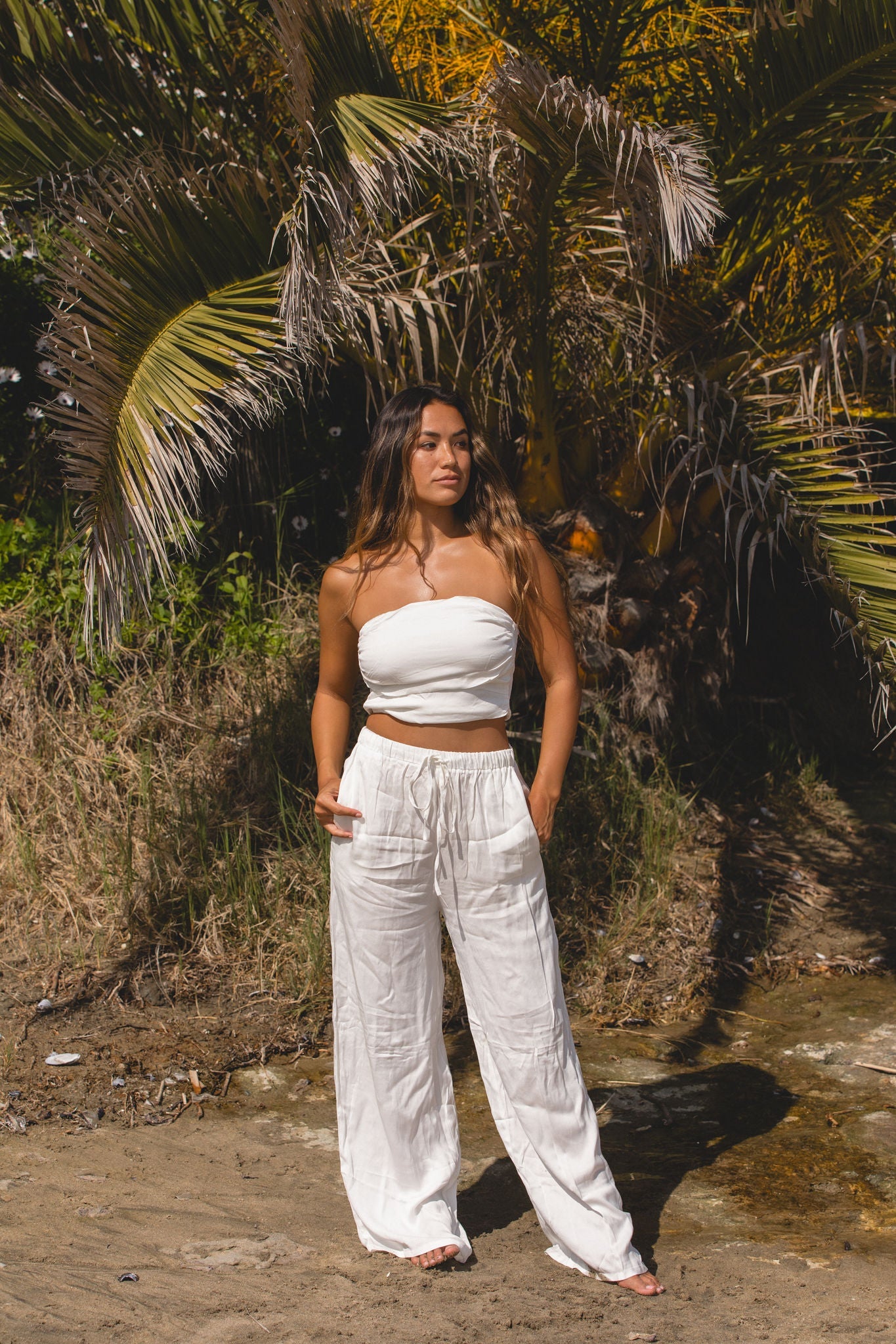 Summer Weekend Woven Tube Top Pants Set