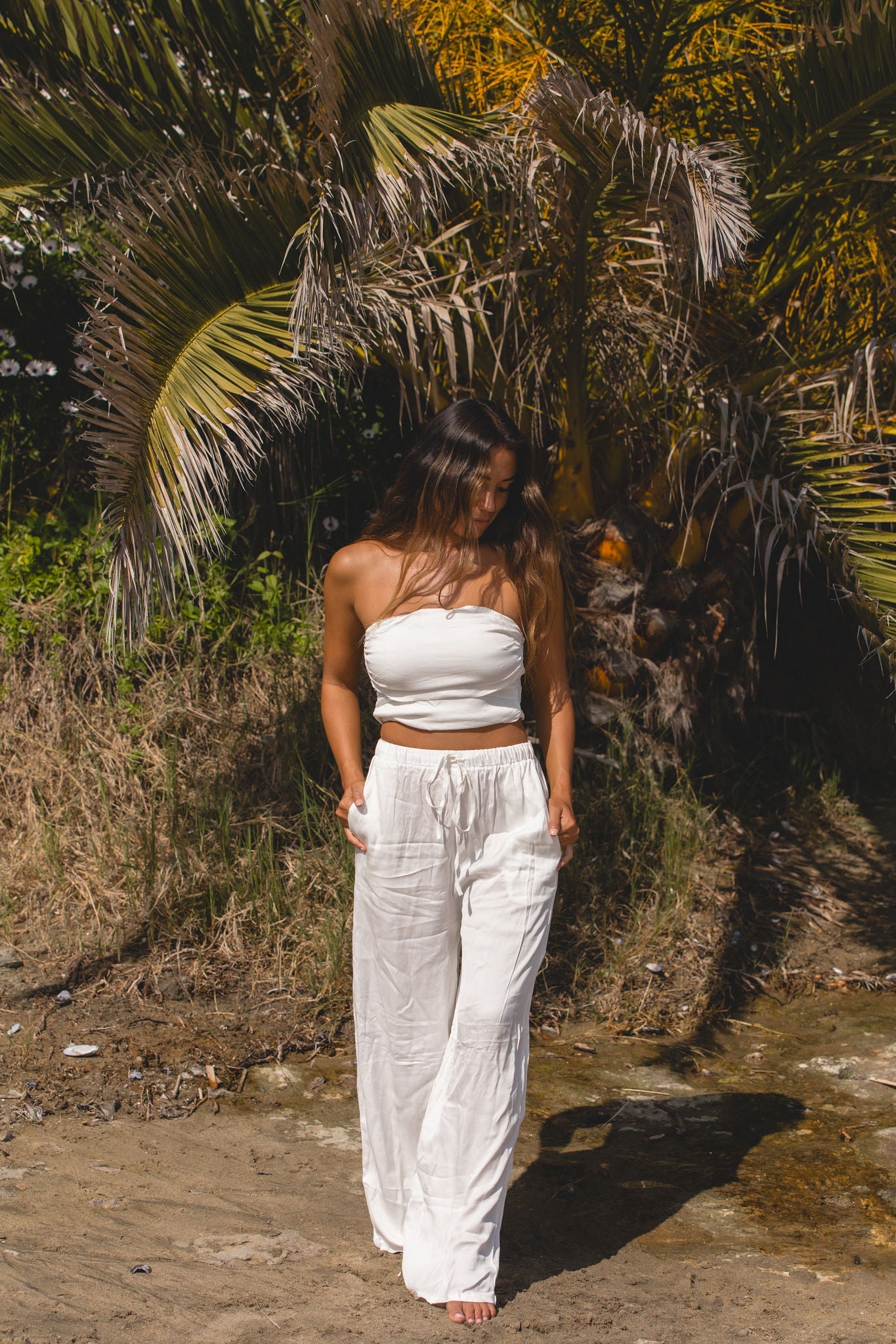 Summer Weekend Woven Tube Top Pants Set