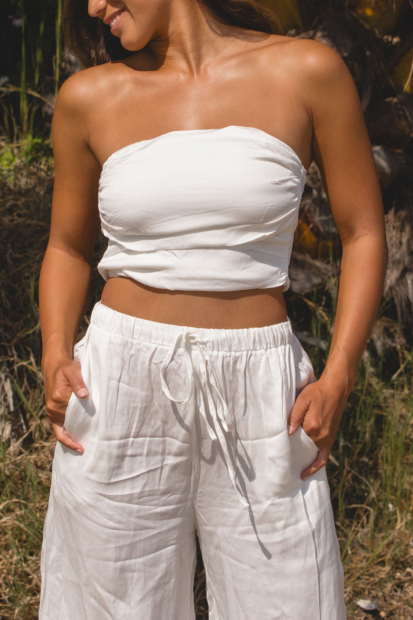 Summer Weekend Woven Tube Top Pants Set