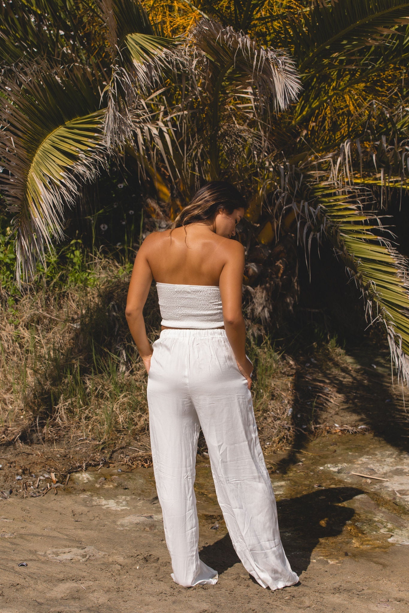 Summer Weekend Woven Tube Top Pants Set