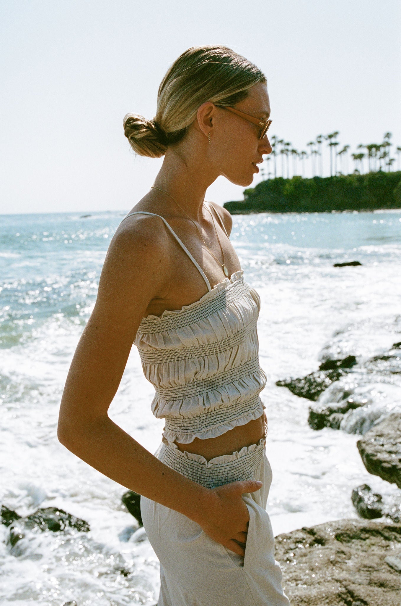 Vero Woven Smocked Tank Pants Set