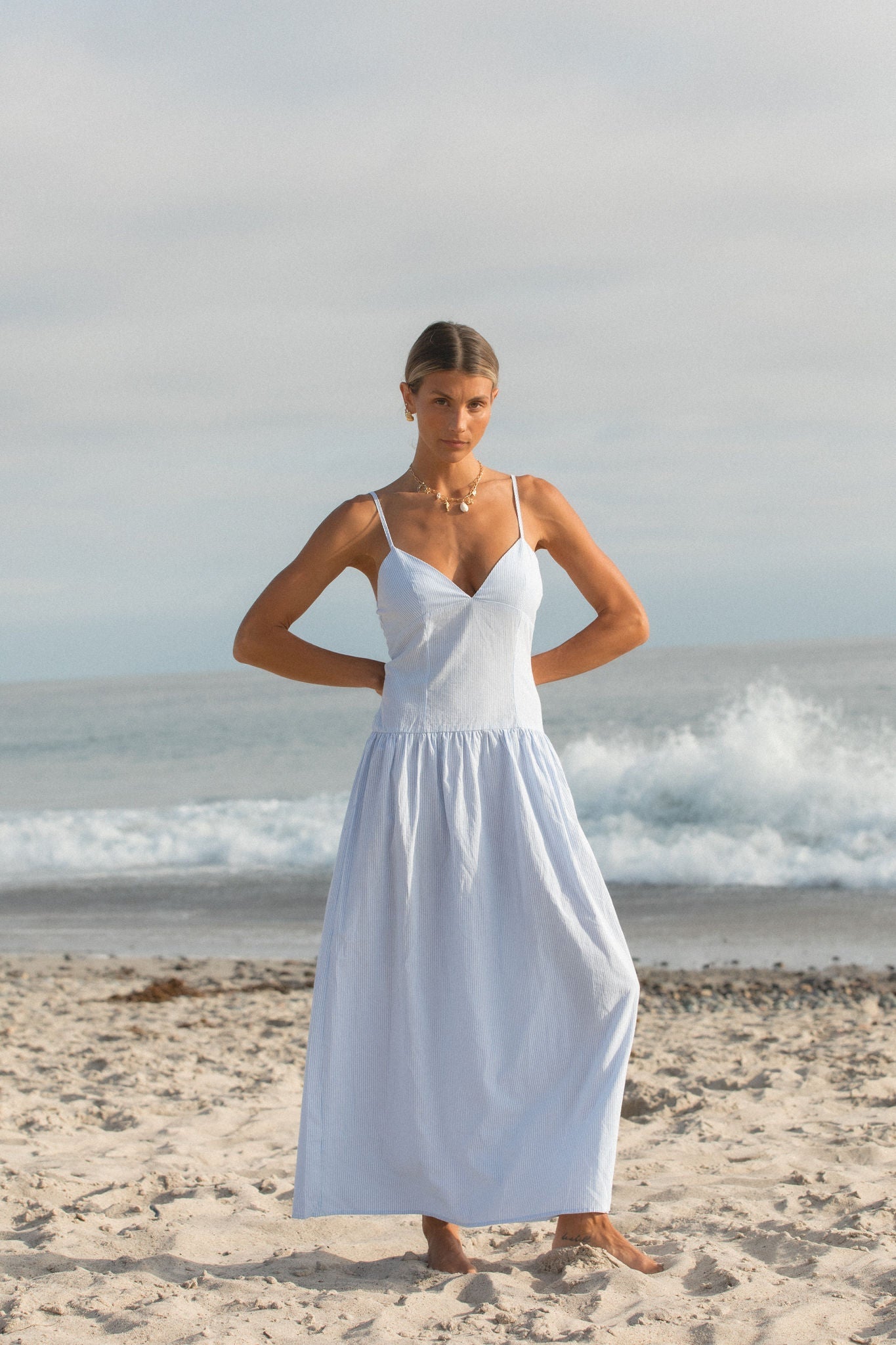 Blue Skies Cotton Striped Dress