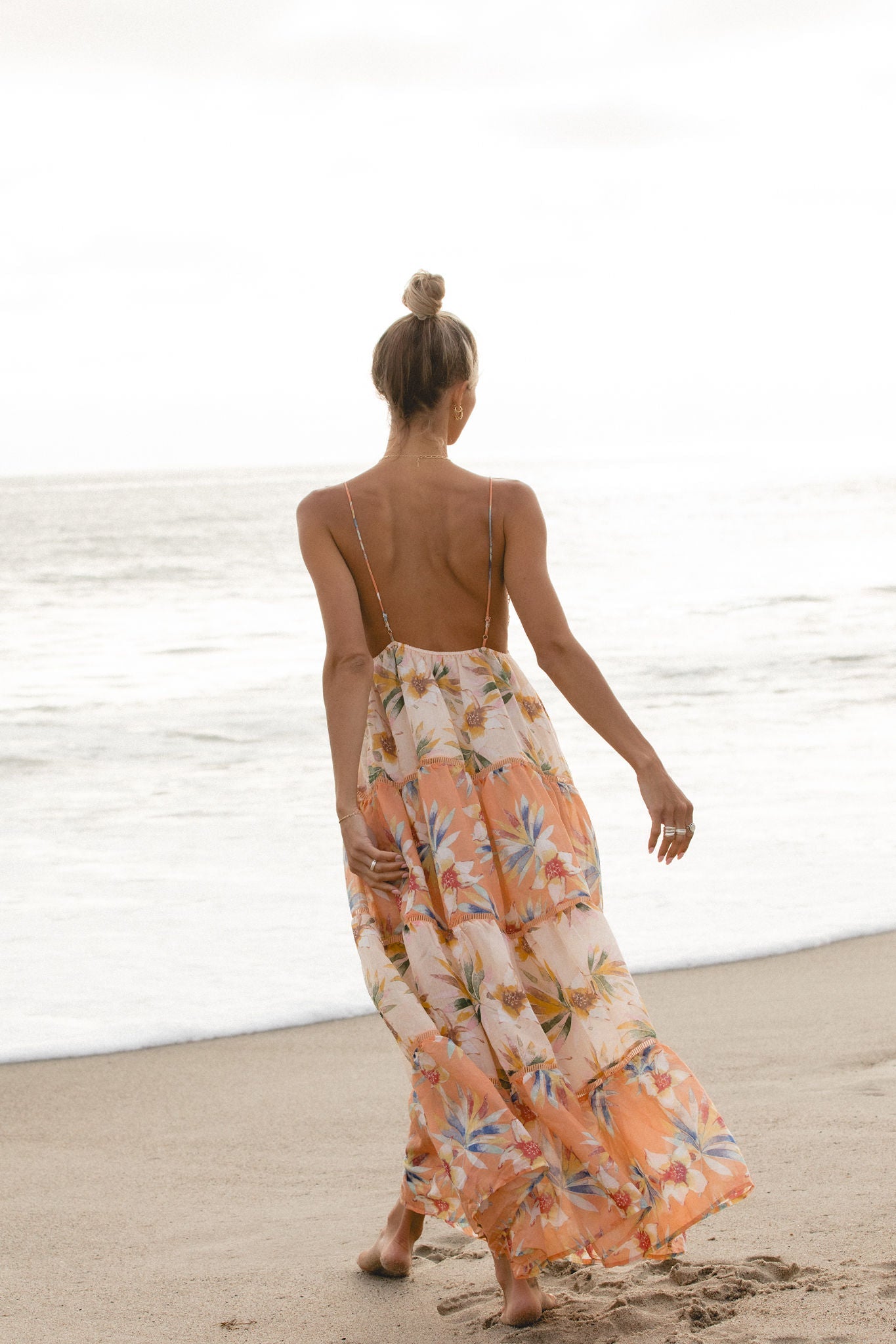 Tropical Sunrise Printed Maxi Dress