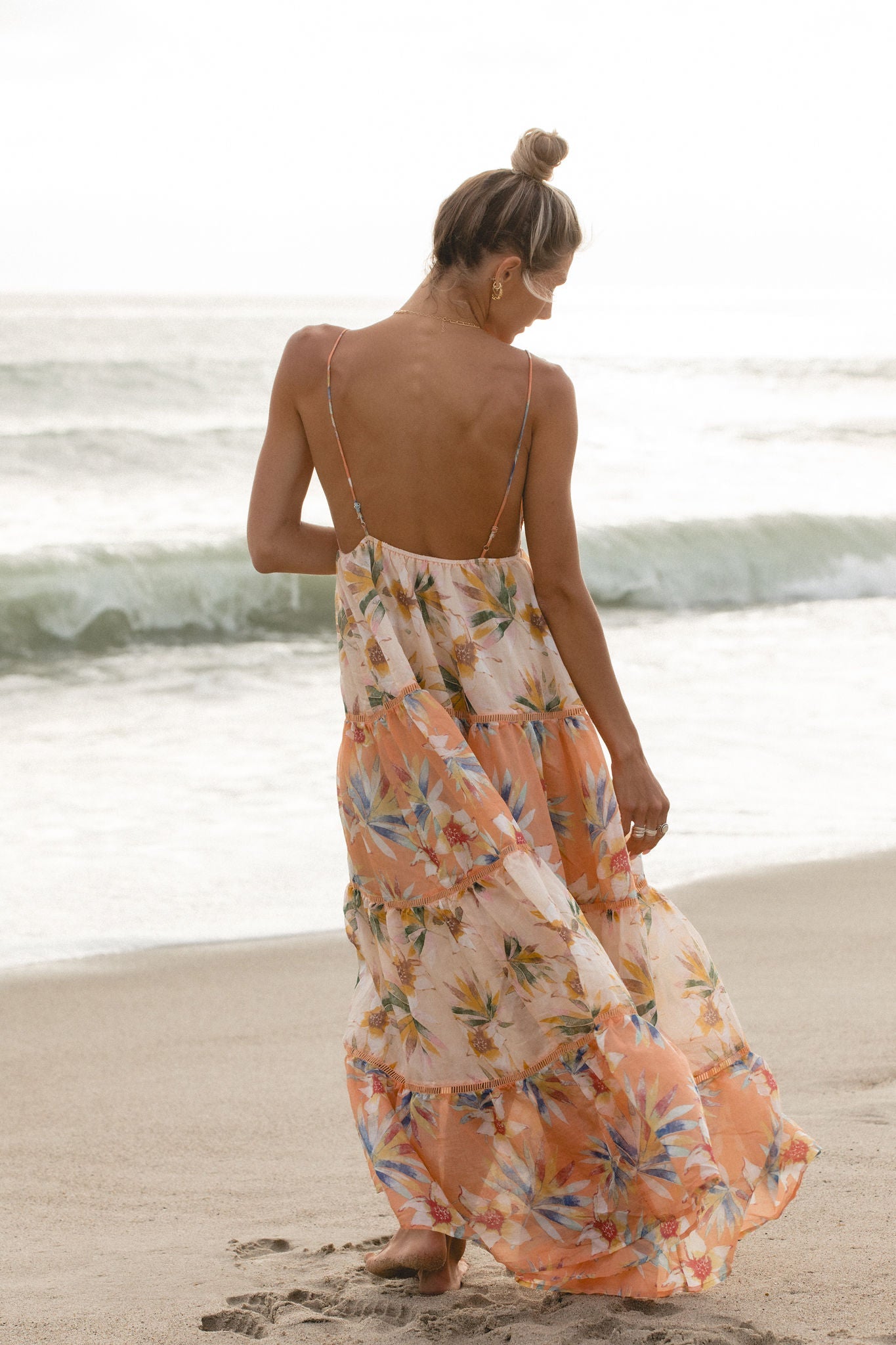 Tropical Sunrise Printed Maxi Dress