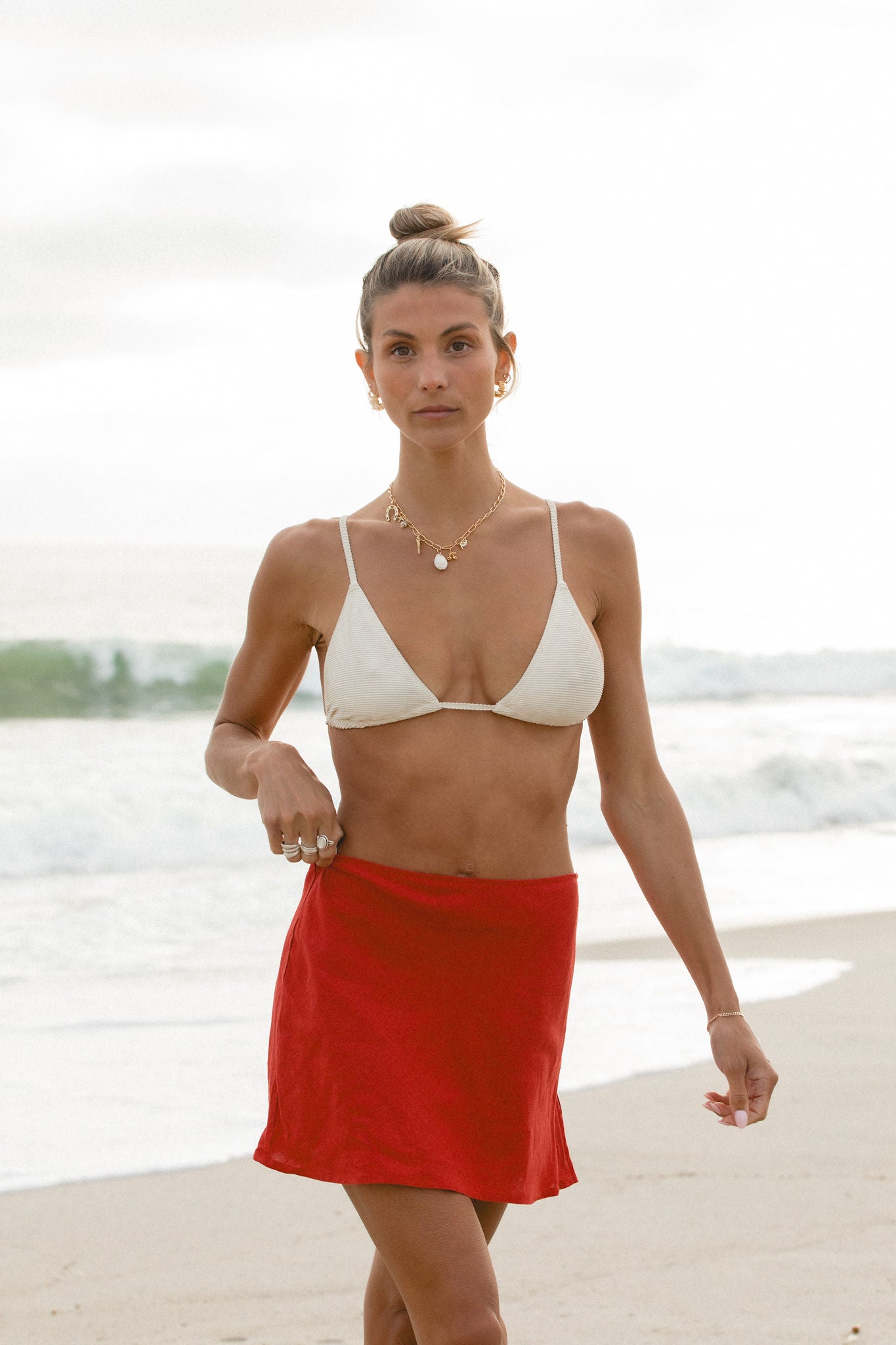 Lunch Date Woven Linen Mini Skirt