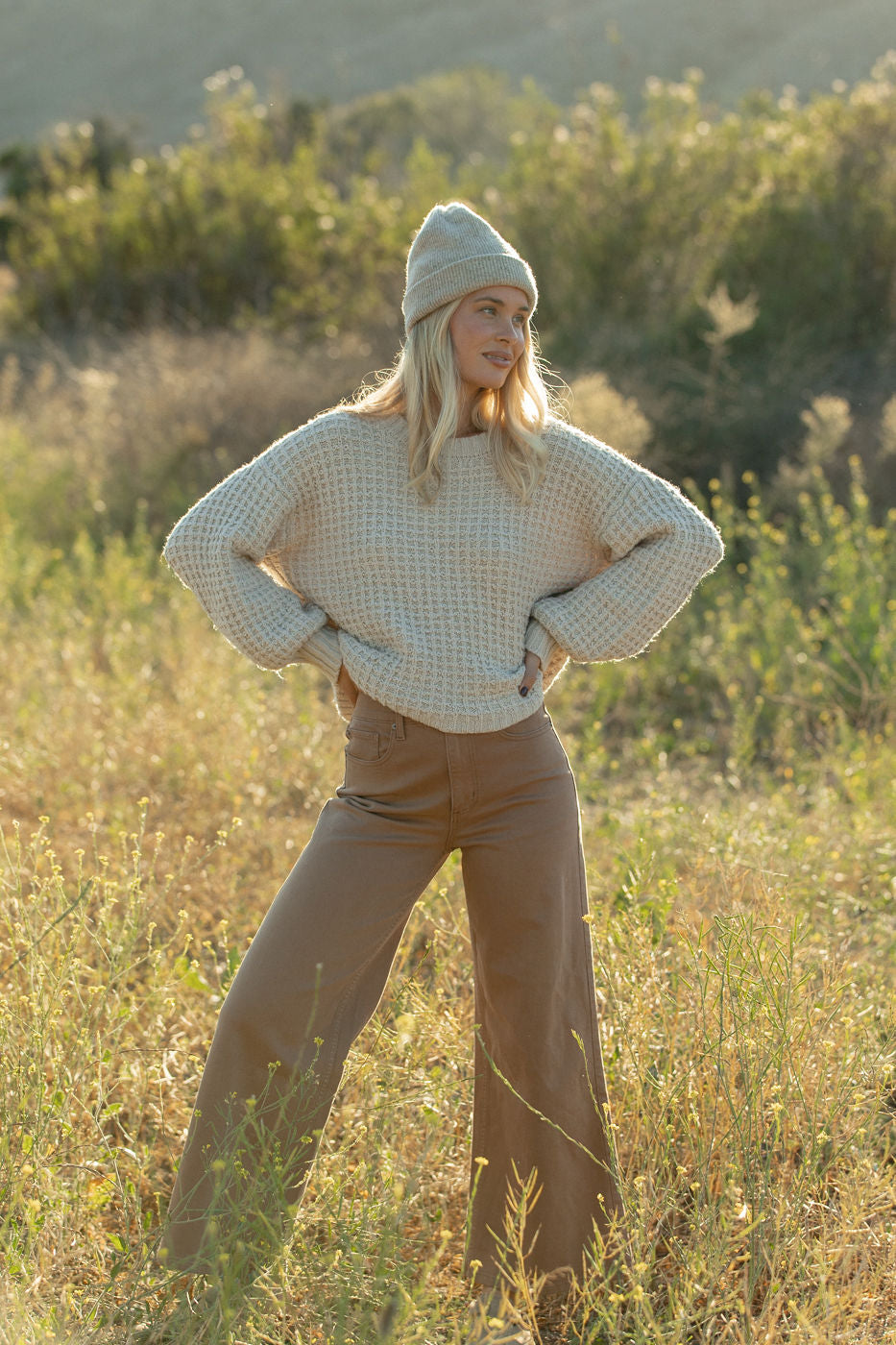 Cocoa Denim High Rise Wide Leg Pants