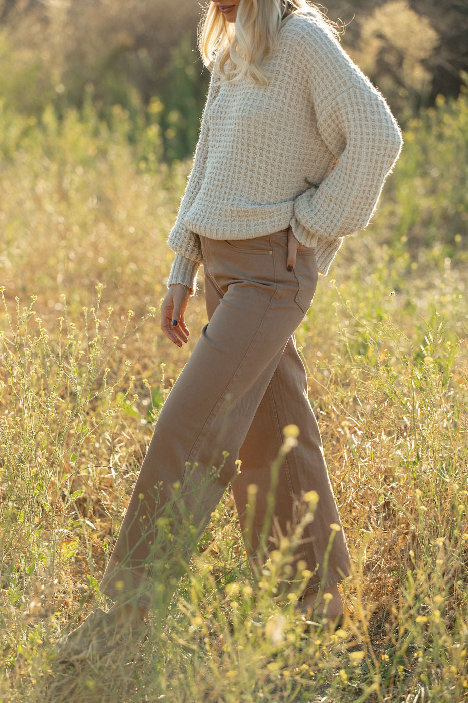 Cocoa Denim High Rise Wide Leg Pants