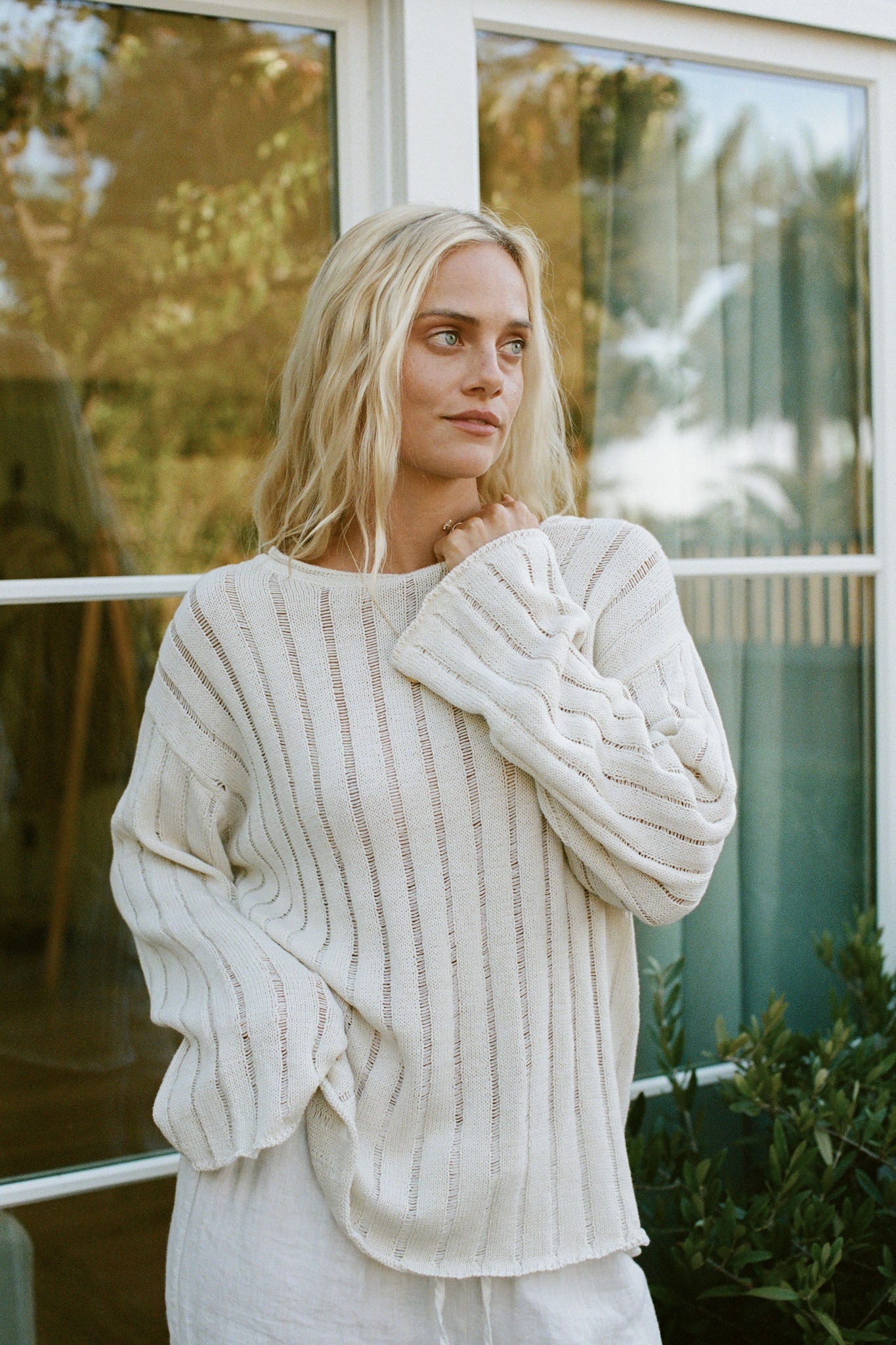 Sandy Shores Ribbed Cotton Sweater