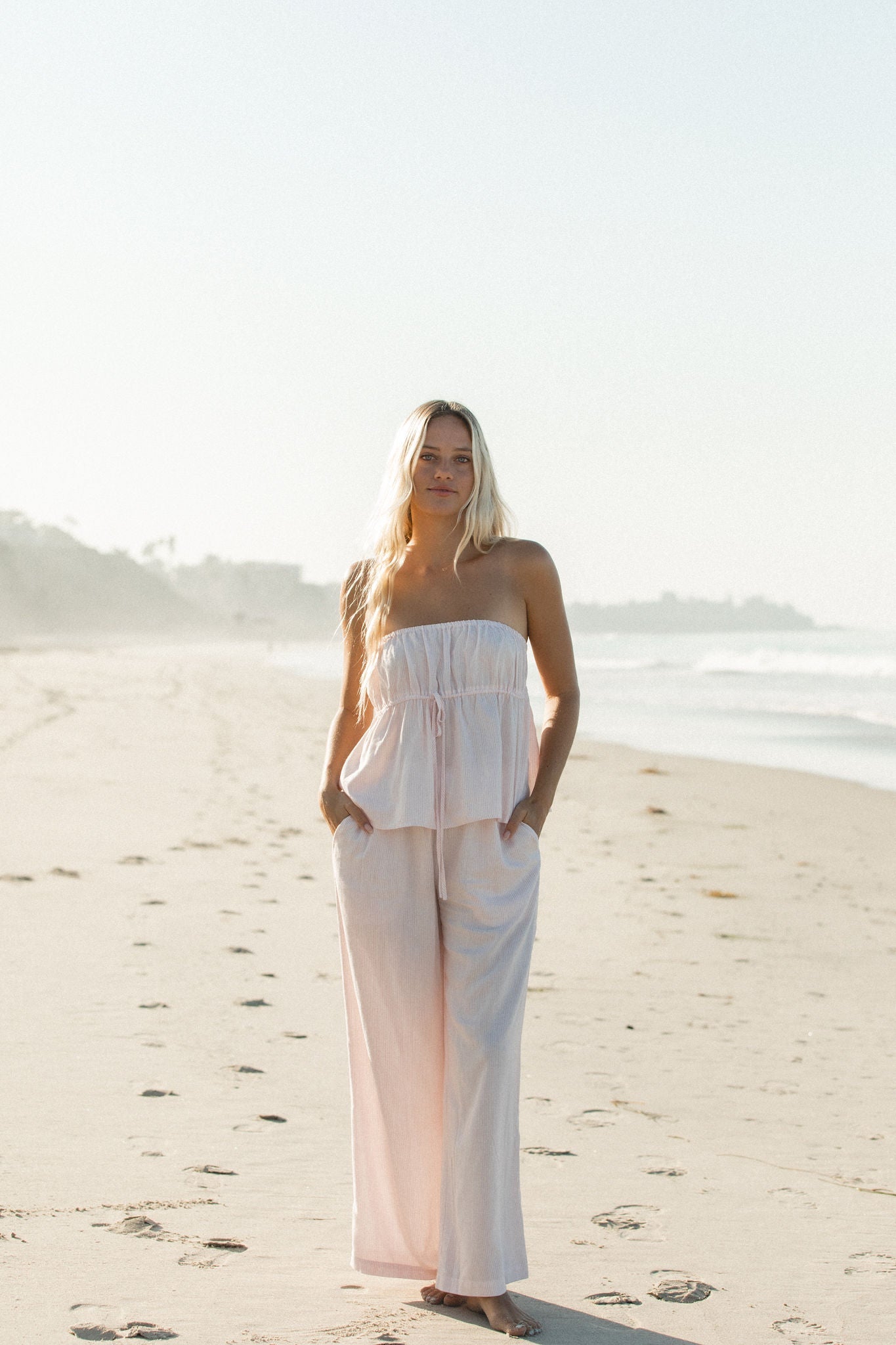 To the Beach Striped Woven Strapless Set