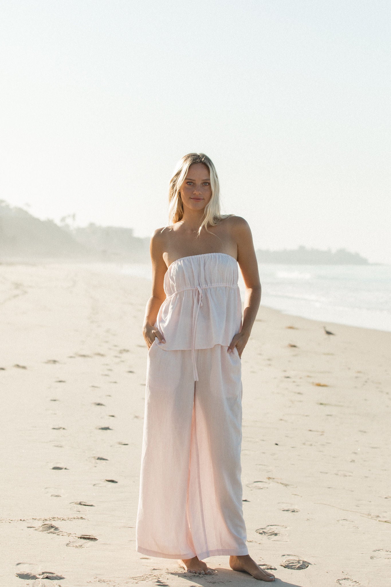 To the Beach Striped Woven Strapless Set