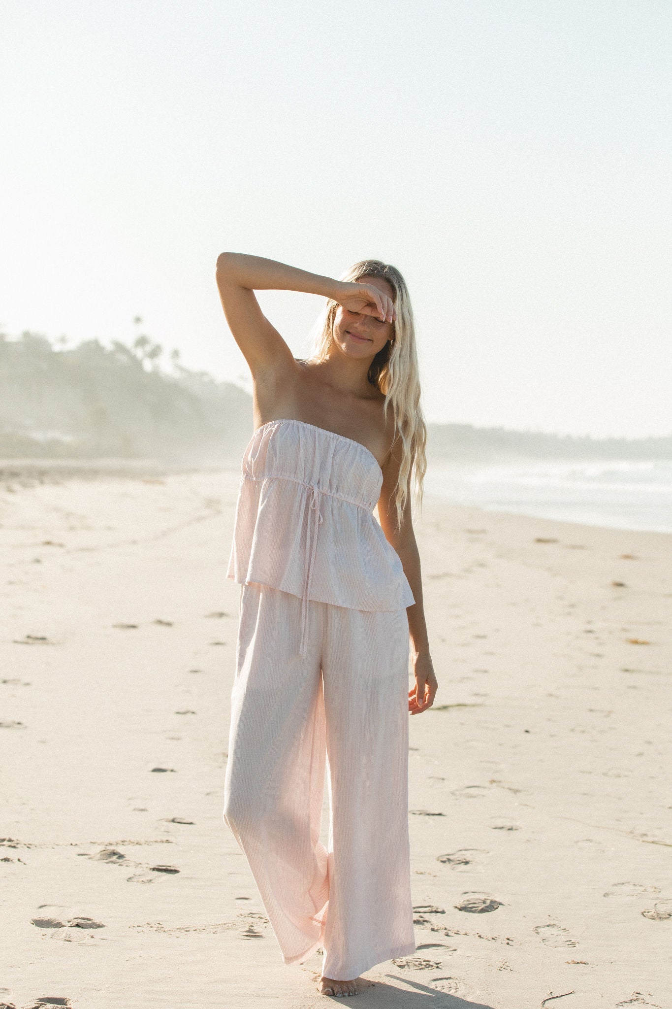 To the Beach Striped Woven Strapless Set