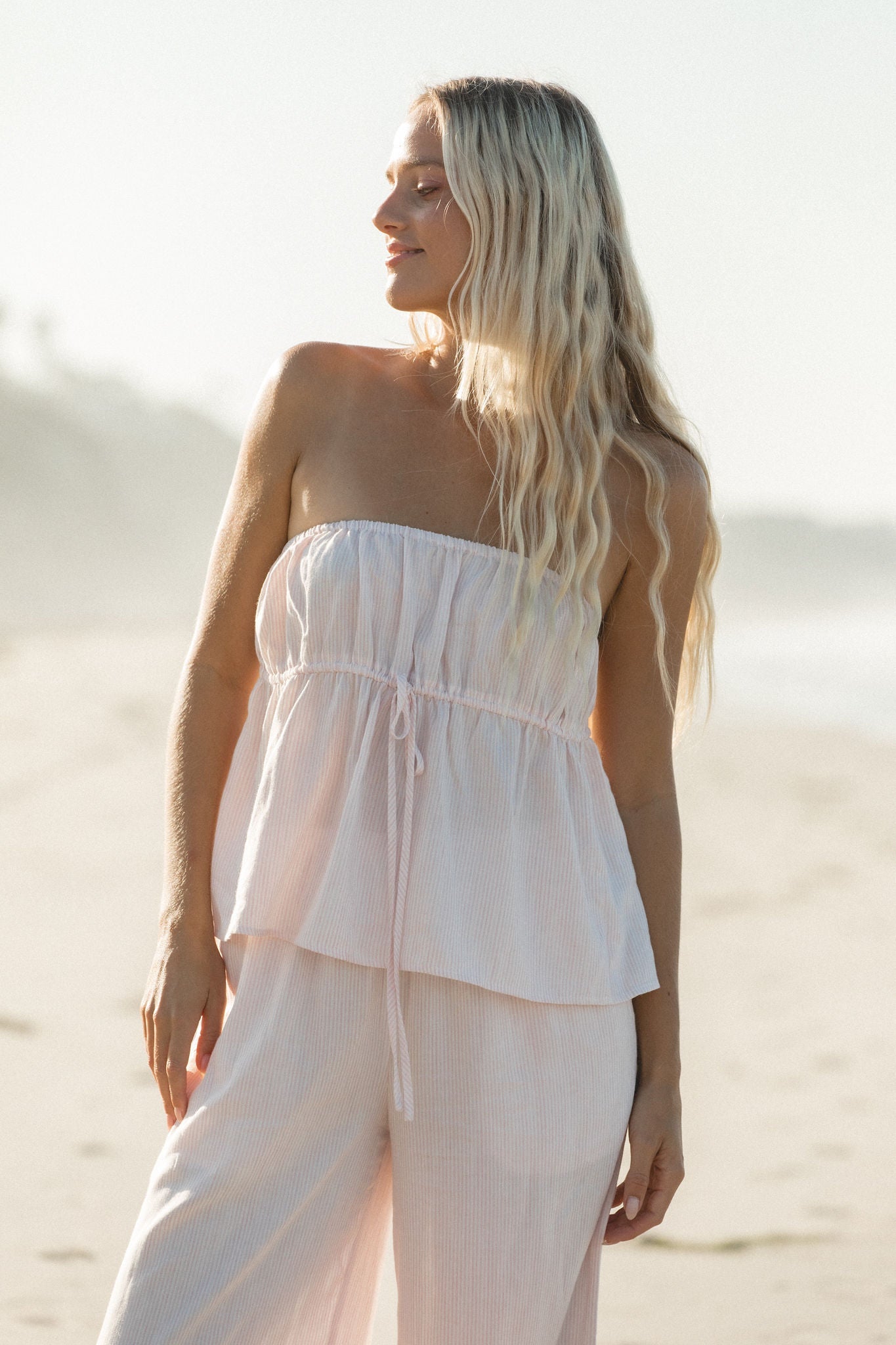 To the Beach Striped Woven Strapless Set