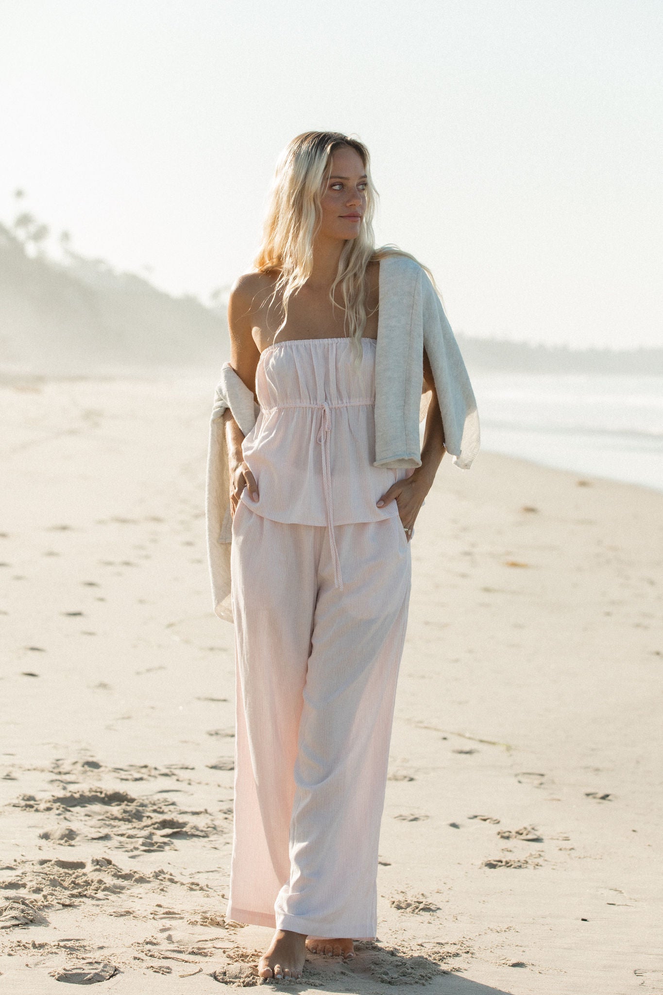 To the Beach Striped Woven Strapless Set