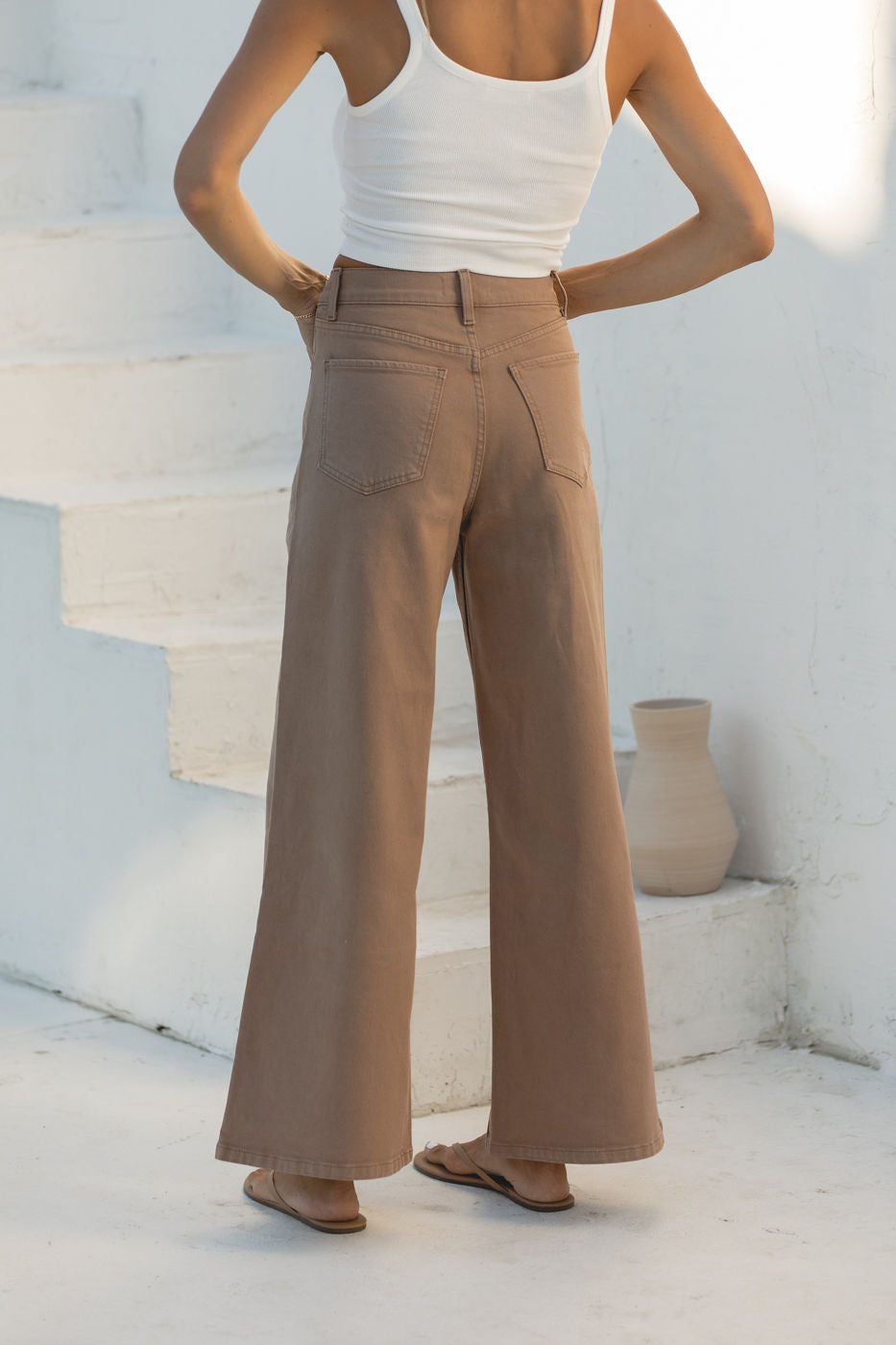 Cocoa Denim High Rise Wide Leg Pants