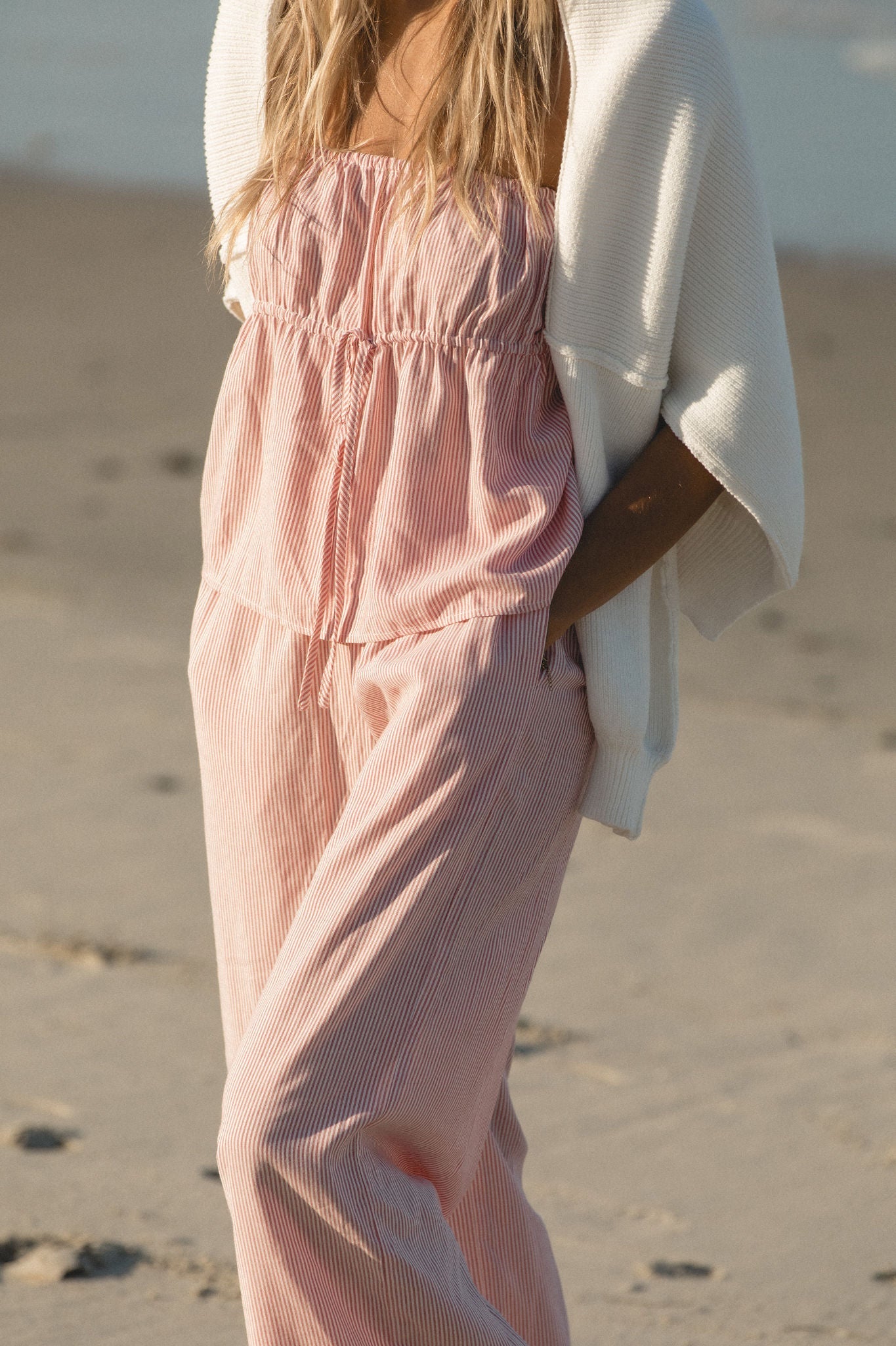 To the Beach Striped Woven Strapless Set